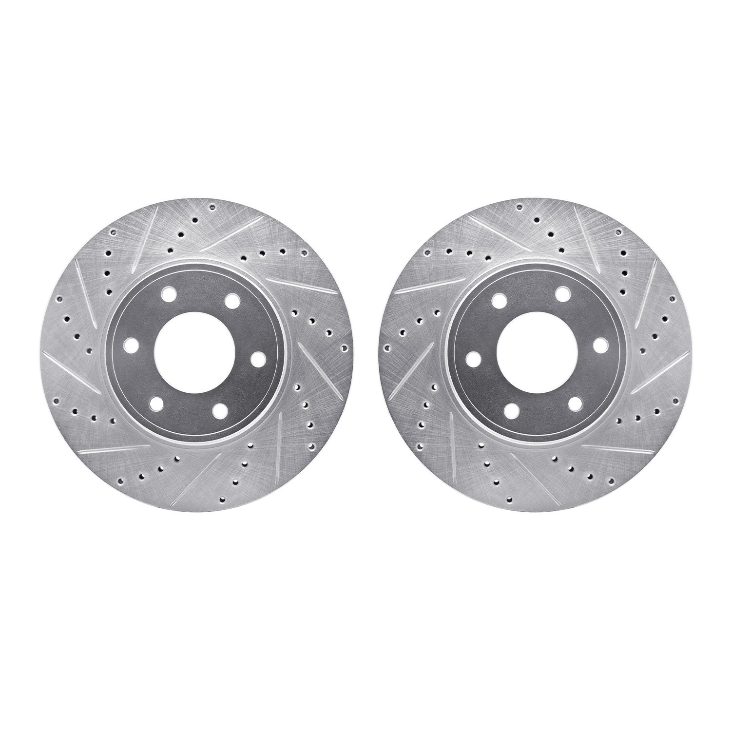 DYN 7002-47047 DFC Brake Rotors - Drilled & Slotted - Silver