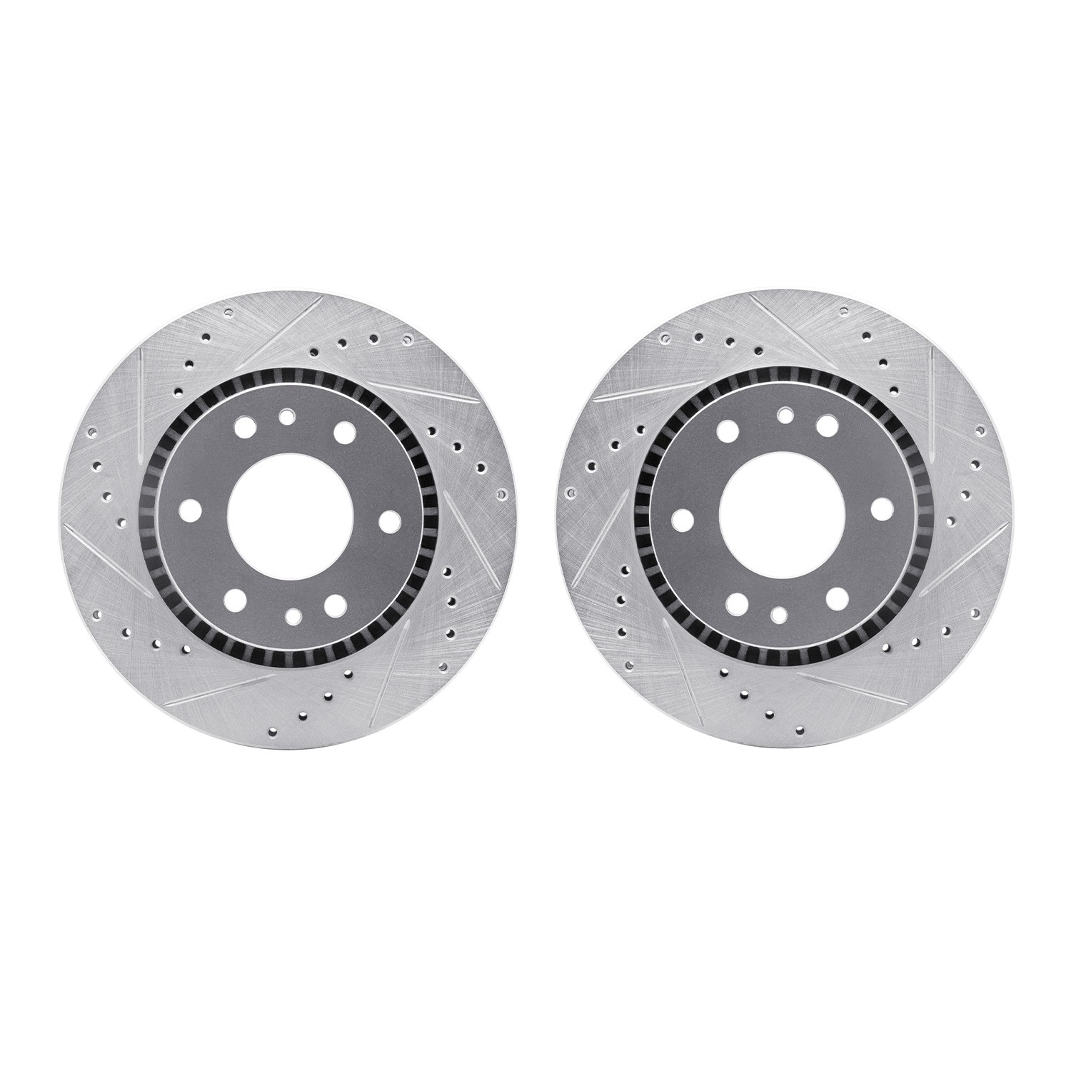 DYN 7002-48004 DFC Brake Rotors - Drilled & Slotted - Silver