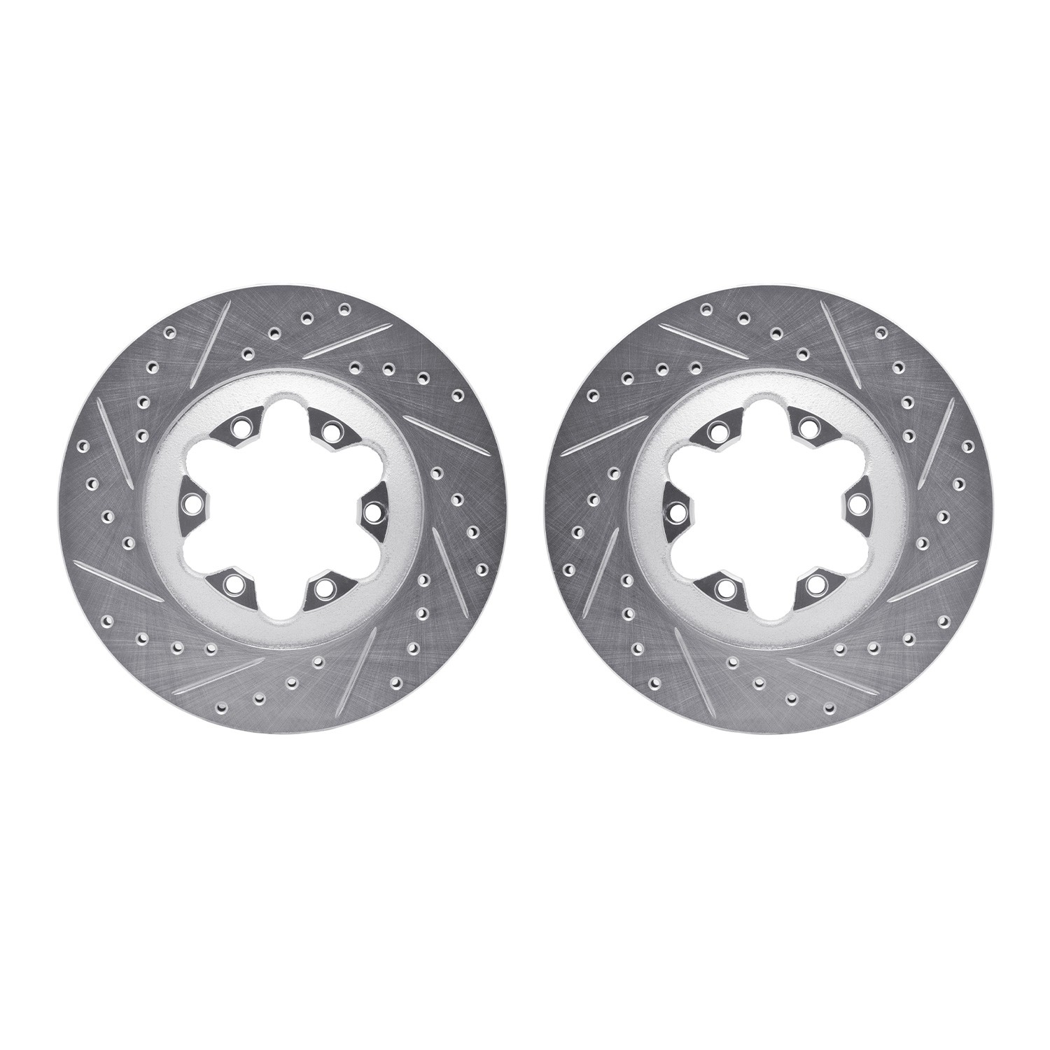 DYN 7002-48032 DFC Brake Rotors - Drilled & Slotted - Silver