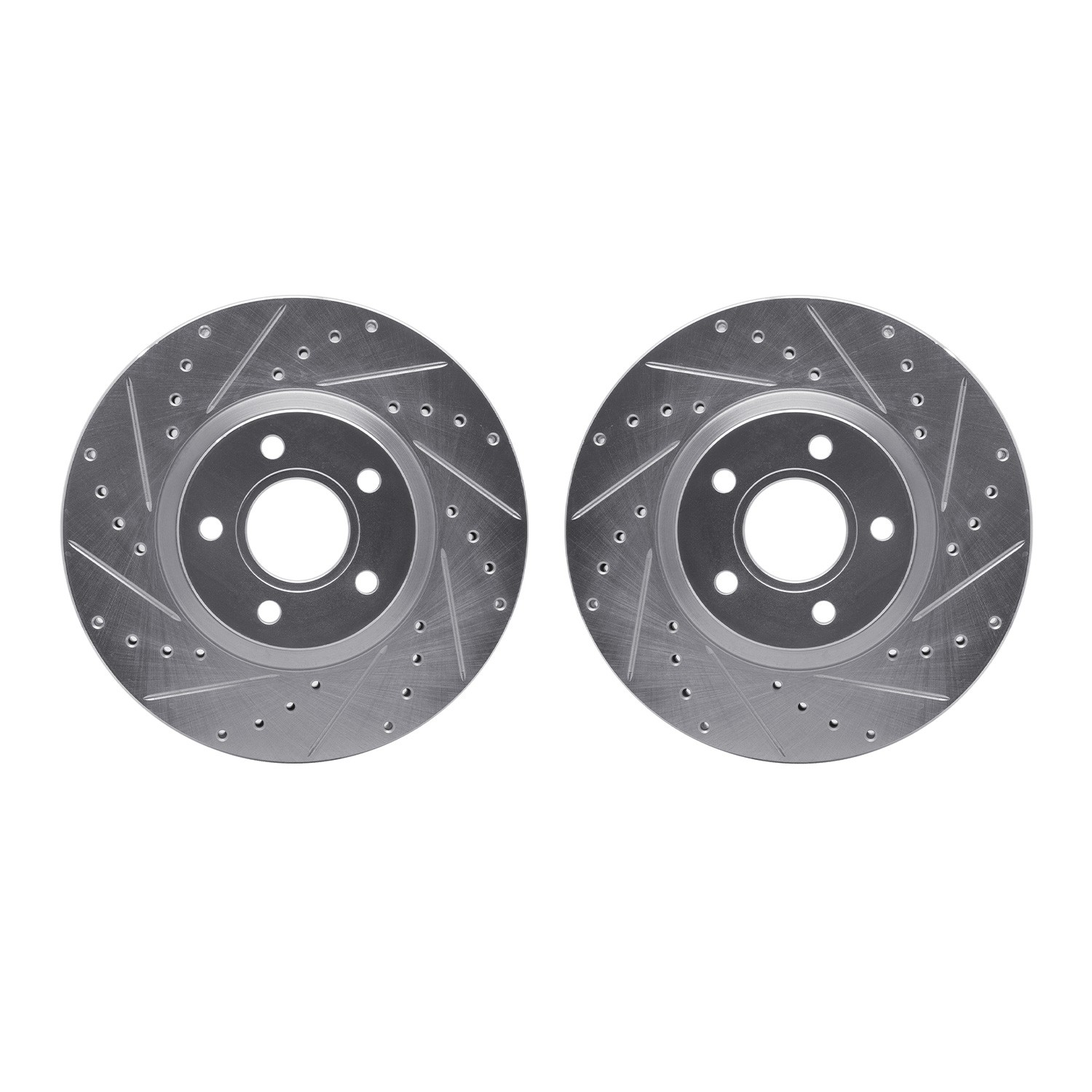 DYN 7002-54017 DFC Brake Rotors - Drilled & Slotted - Silver