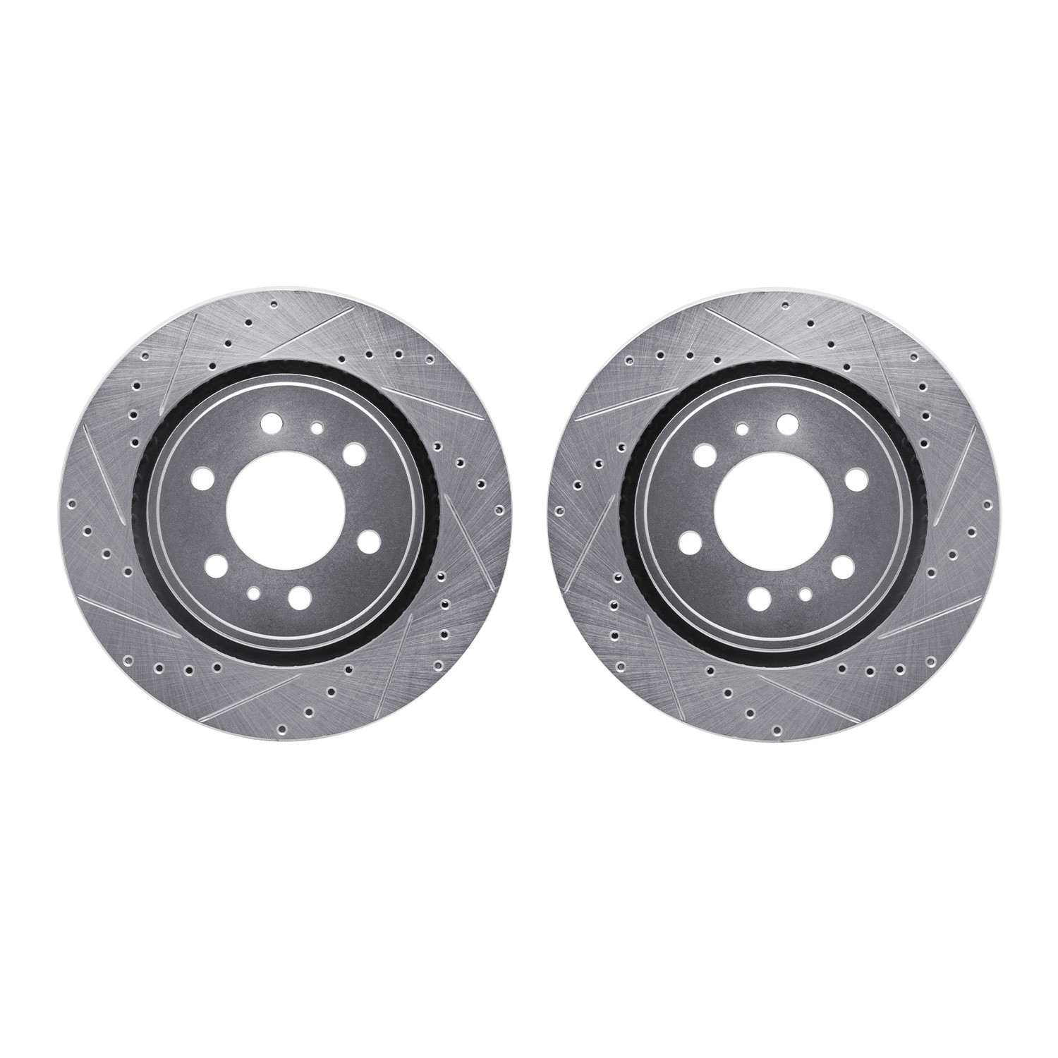 DYN 7002-54070 DFC Brake Rotors - Drilled & Slotted - Silver