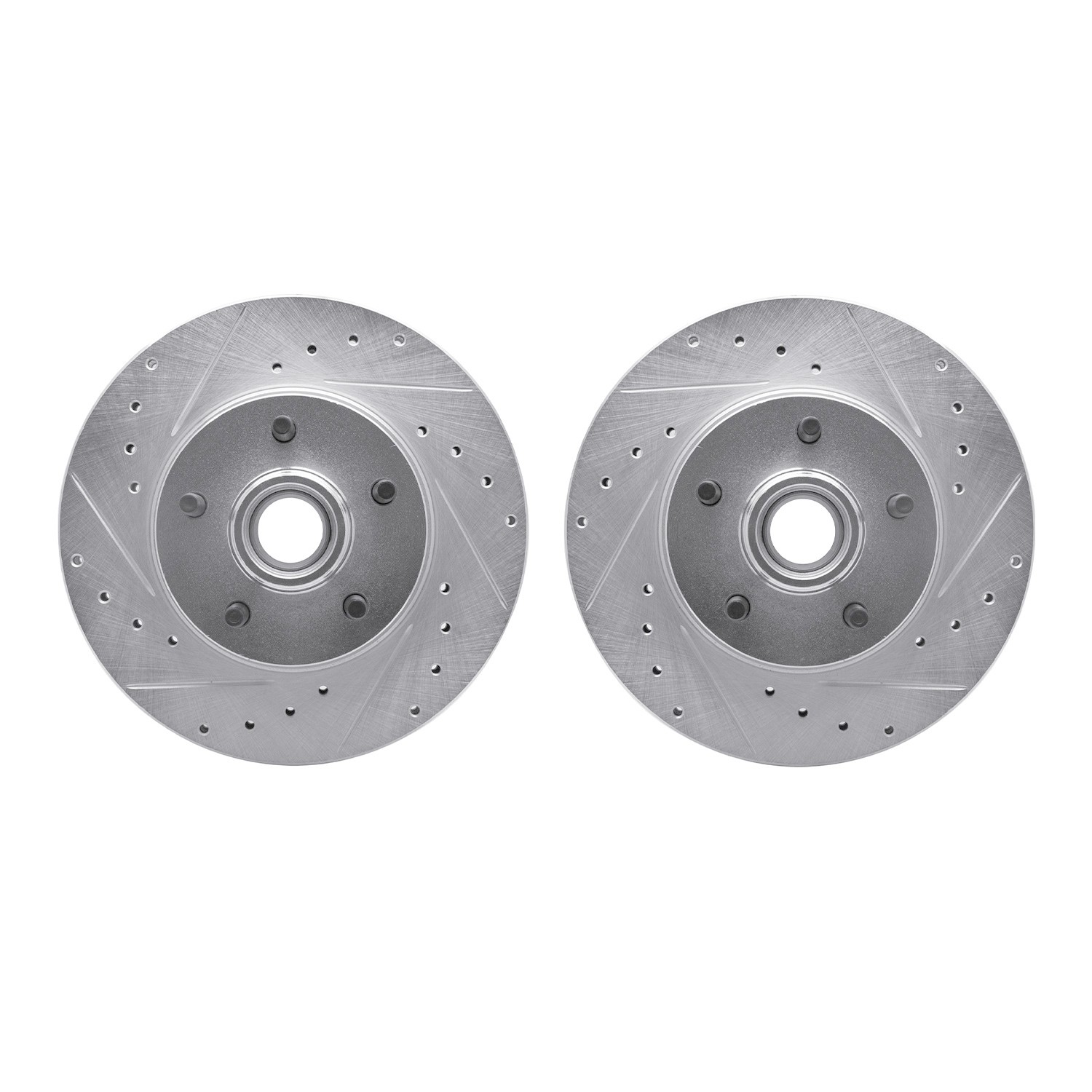 DYN 7002-54074 DFC Brake Rotors - Drilled & Slotted - Silver