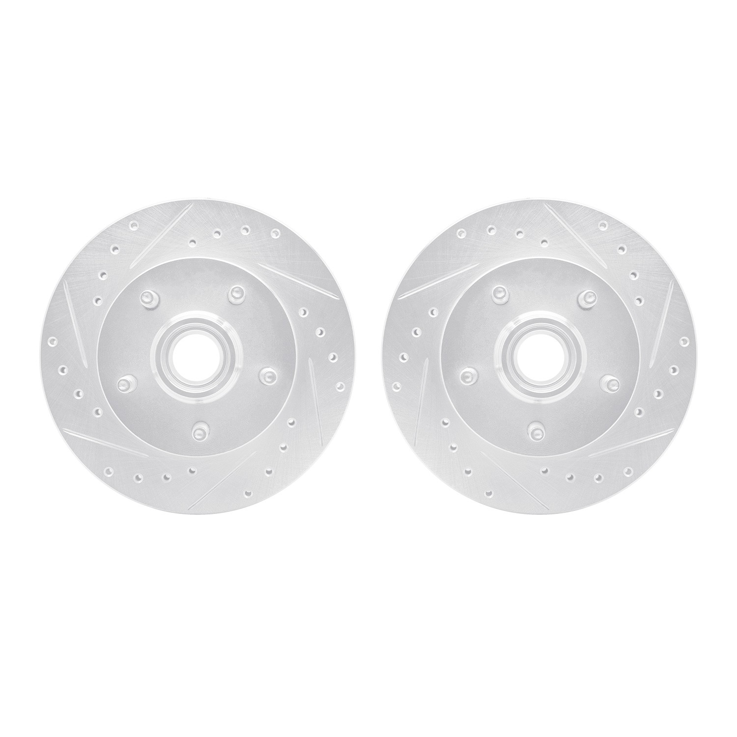DYN 7002-54167 DFC Brake Rotors - Drilled & Slotted - Silver
