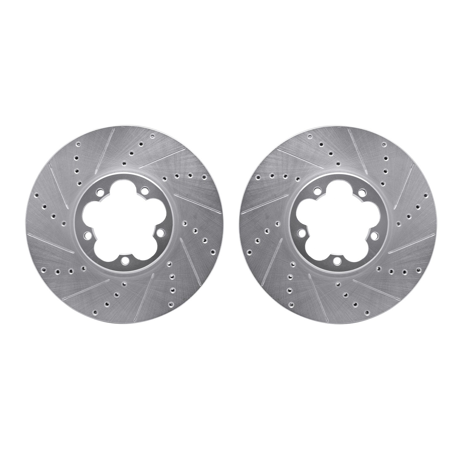 DYN 7002-54182 DFC Brake Rotors - Drilled & Slotted - Silver