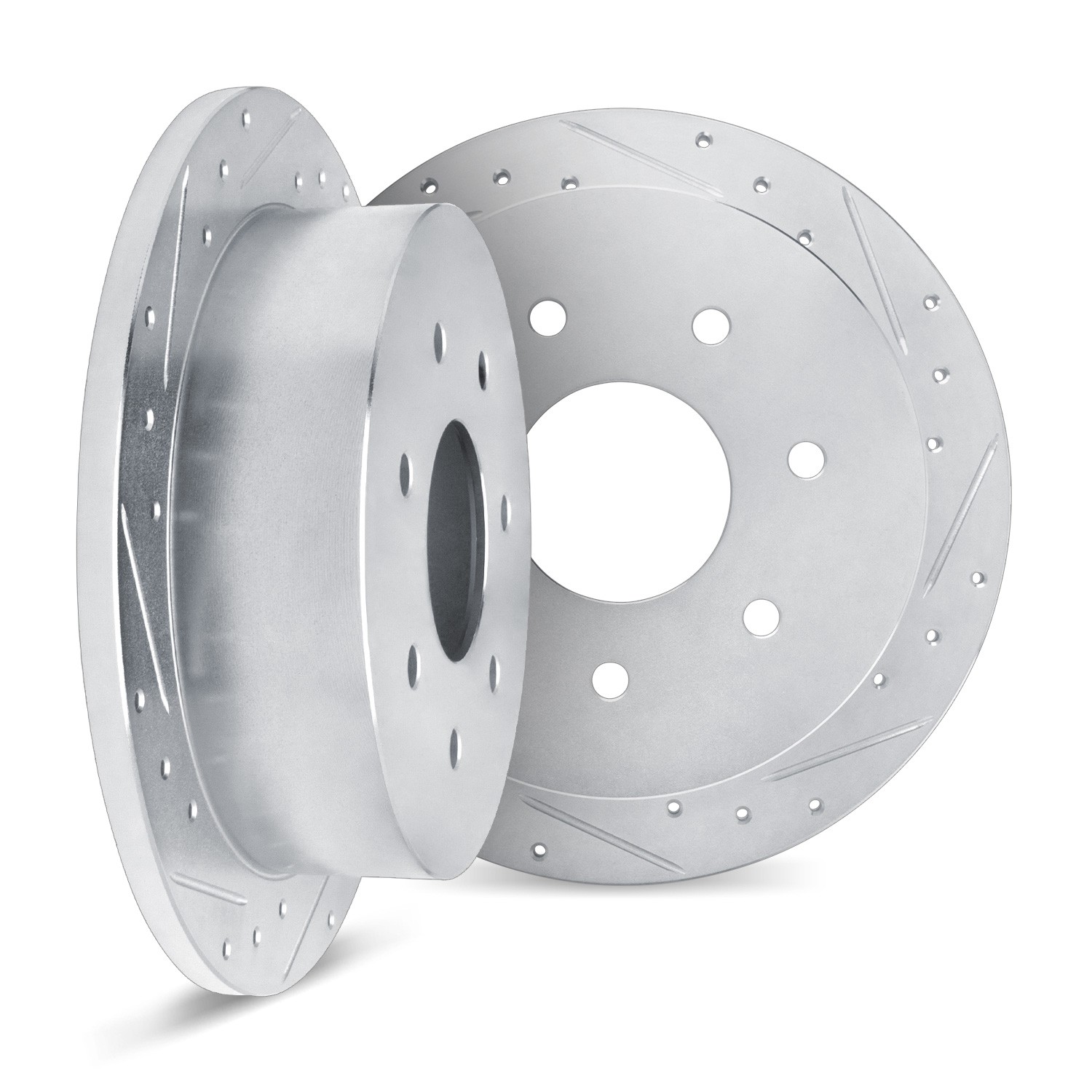 DYN 7002-54214 DFC Brake Rotors - Drilled & Slotted - Silver - Image 2