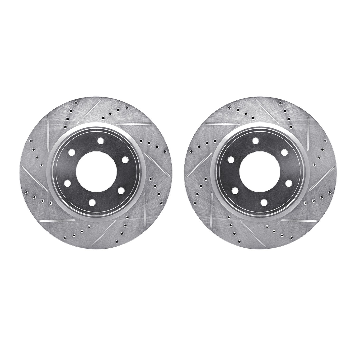 DYN 7002-67014 DFC Brake Rotors - Drilled & Slotted - Silver