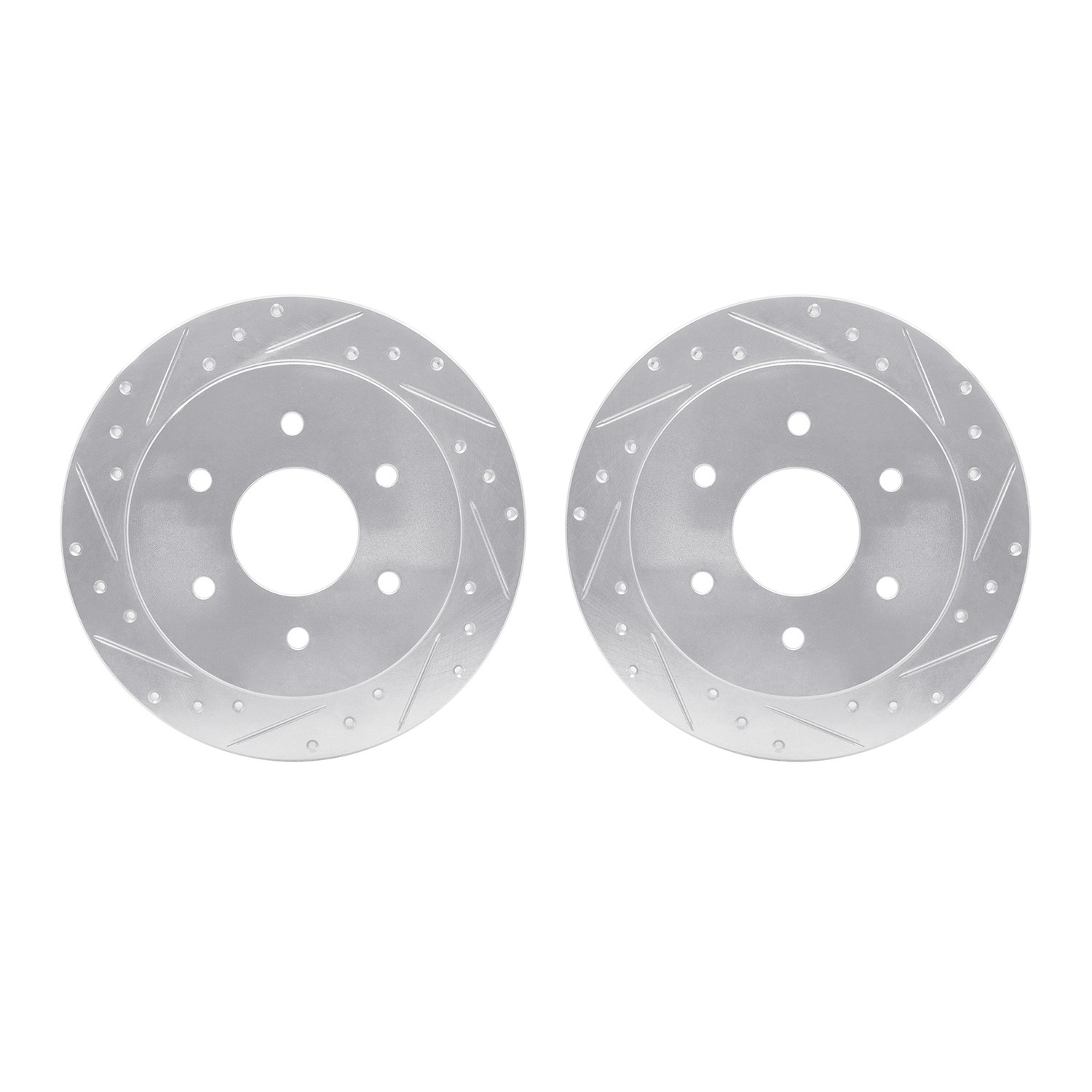 DYN 7002-67083 DFC Brake Rotors - Drilled & Slotted - Silver