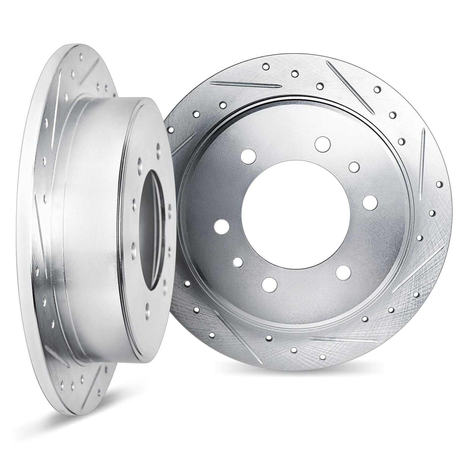 DYN 7002-67083 DFC Brake Rotors - Drilled & Slotted - Silver - Image 2