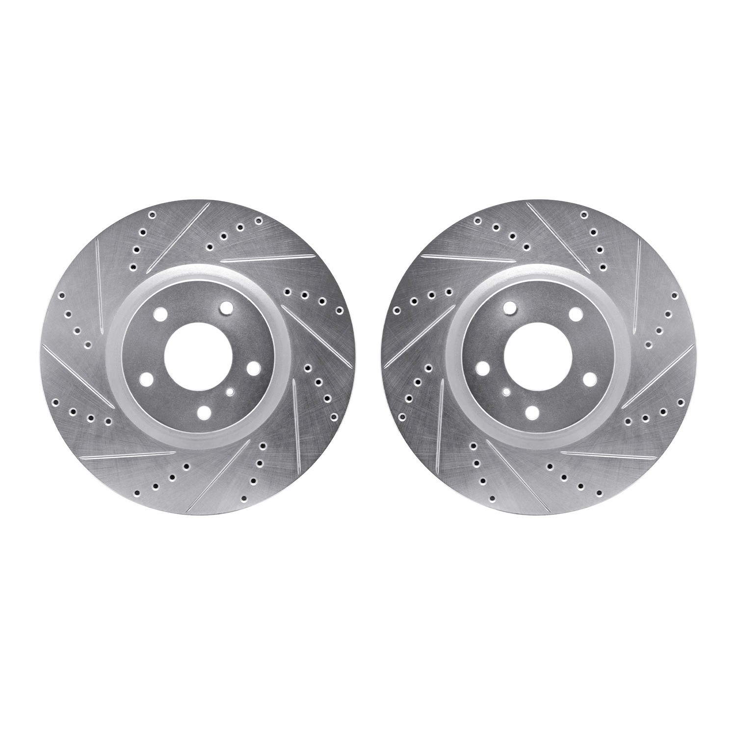 DYN 7002-68004 DFC Brake Rotors - Drilled & Slotted - Silver