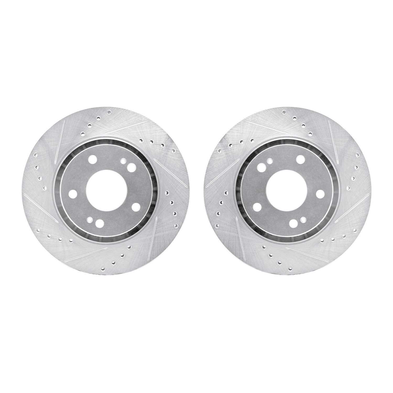 DYN 7002-72032 DFC Brake Rotors - Drilled & Slotted - Silver