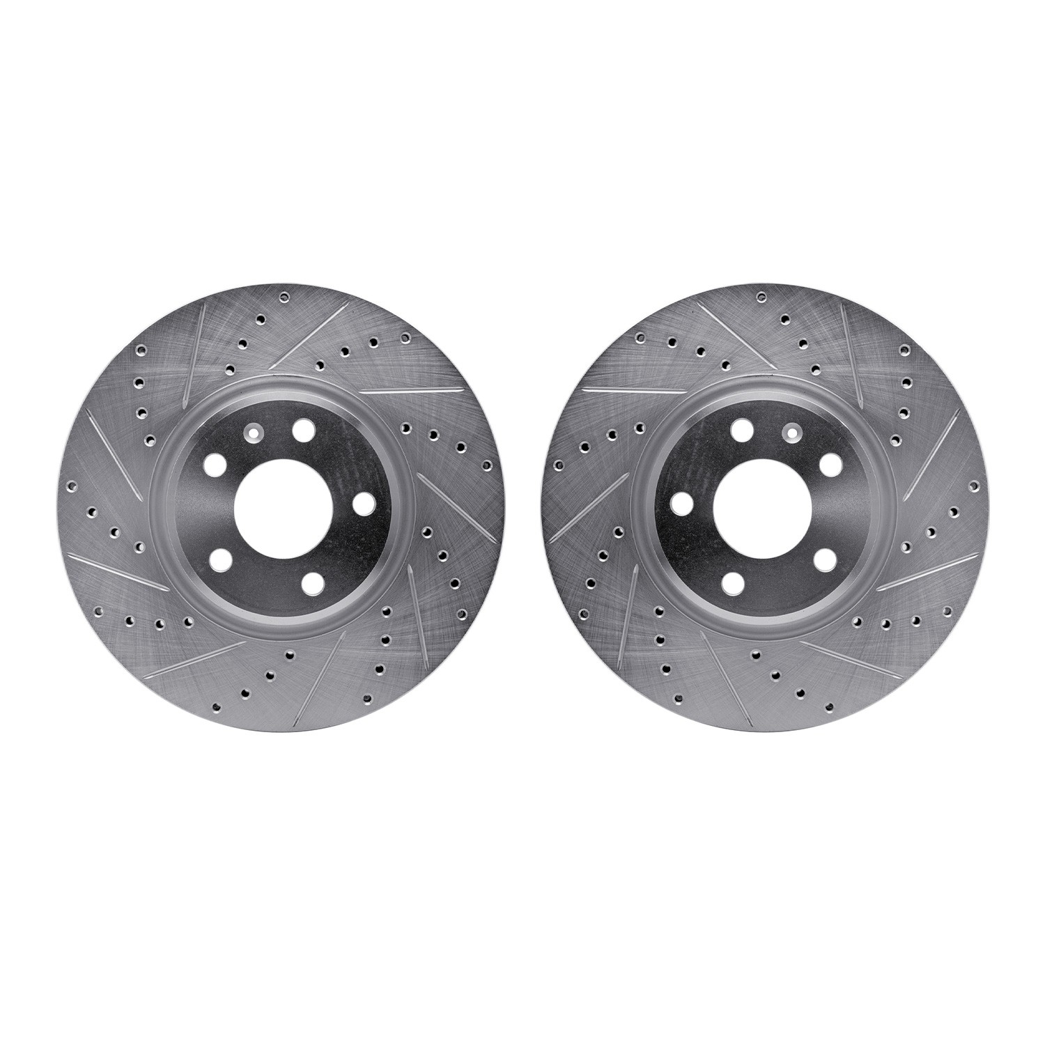 DYN 7002-73012 DFC Brake Rotors - Drilled & Slotted - Silver