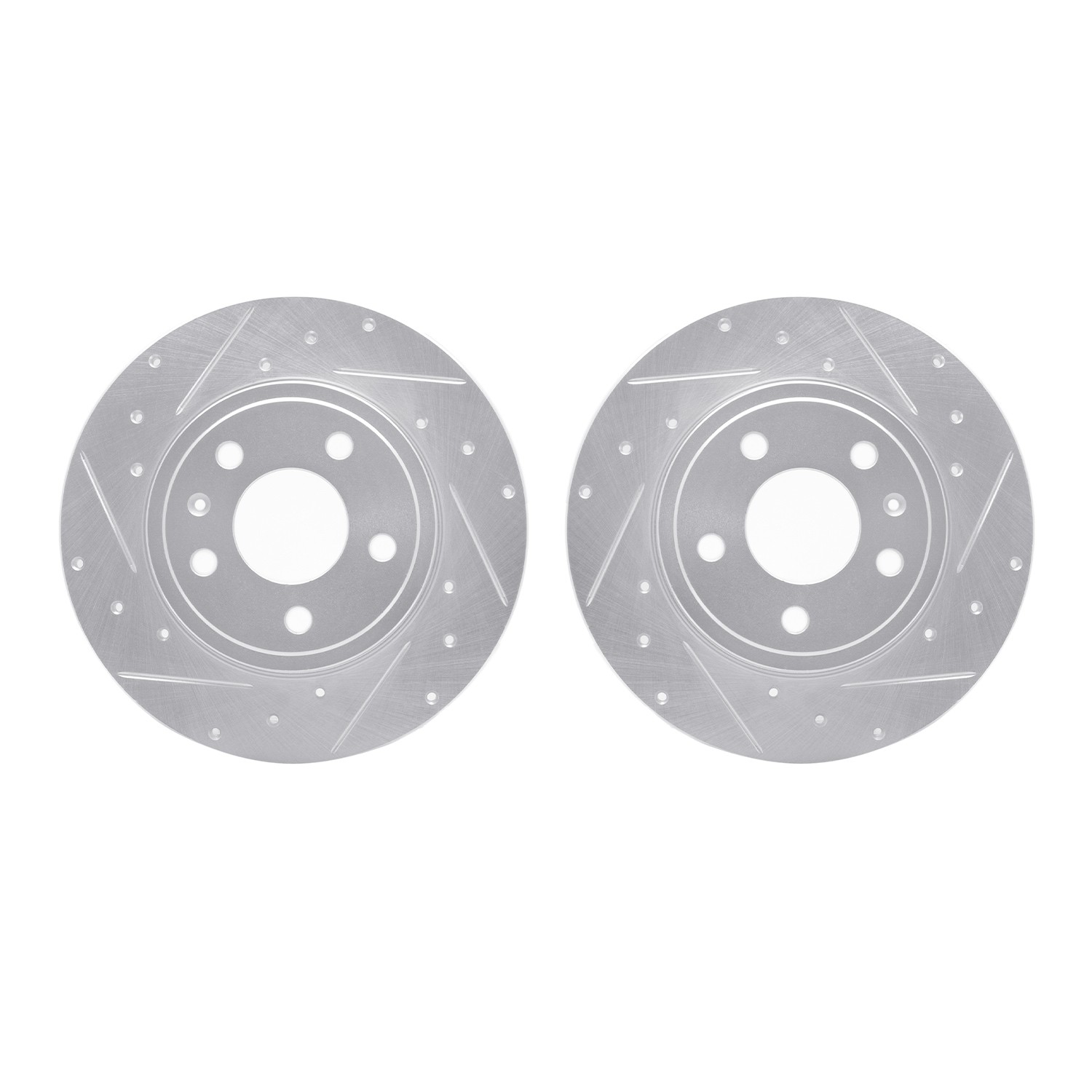 DYN 7002-73048 DFC Brake Rotors - Drilled & Slotted - Silver