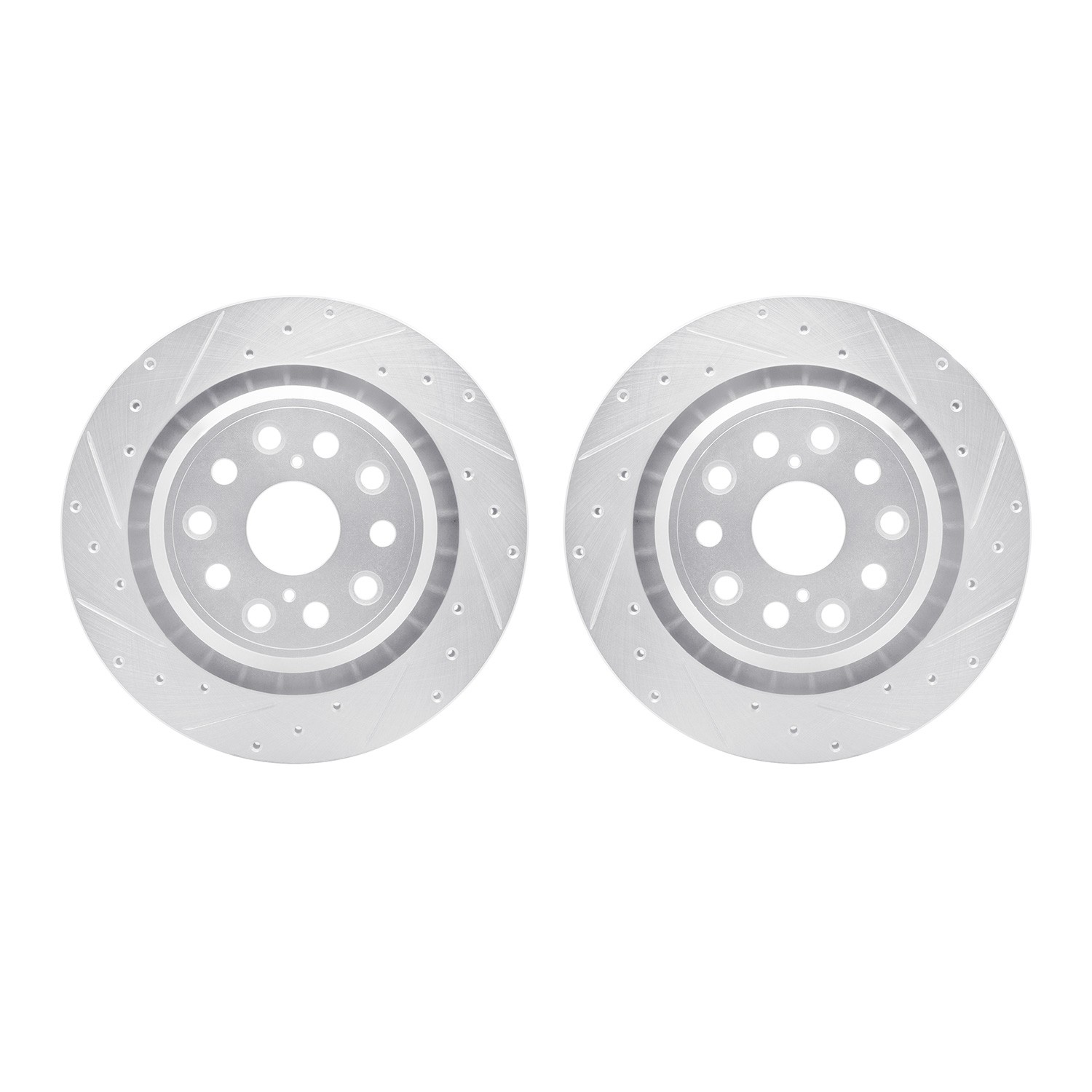 DYN 7002-75032 DFC Brake Rotors - Drilled & Slotted - Silver
