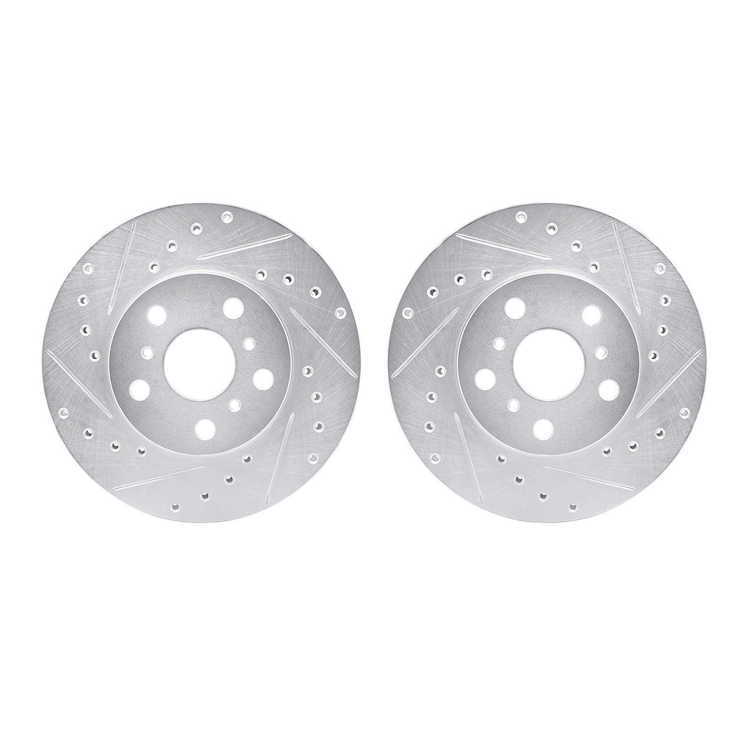 DYN 7002-76032 DFC Brake Rotors - Drilled & Slotted - Silver