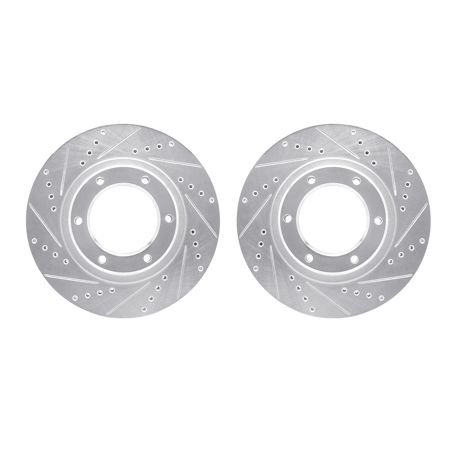 DYN 7002-76067 DFC Brake Rotors - Drilled & Slotted - Silver