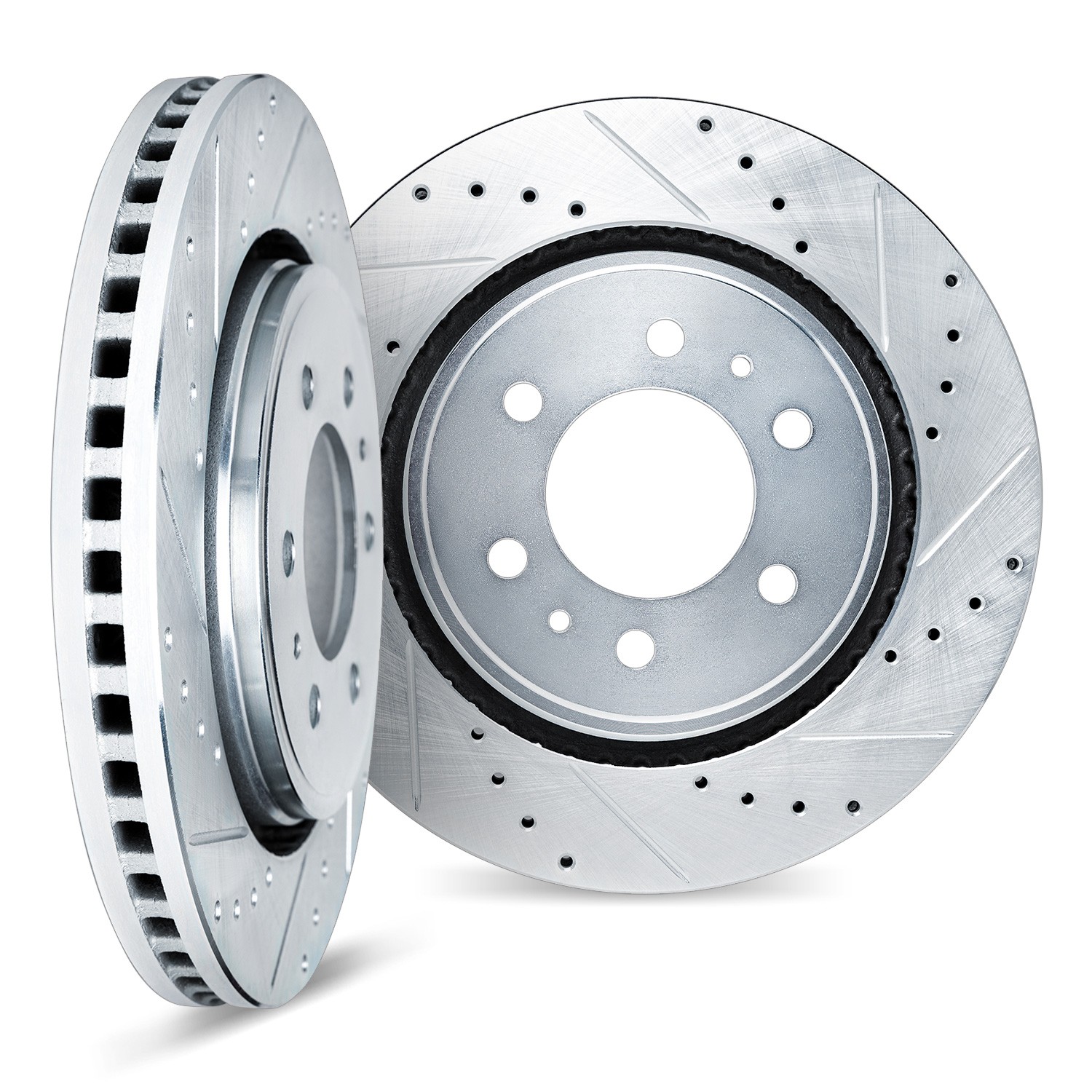 DYN 7002-76114 DFC Brake Rotors - Drilled & Slotted - Silver
