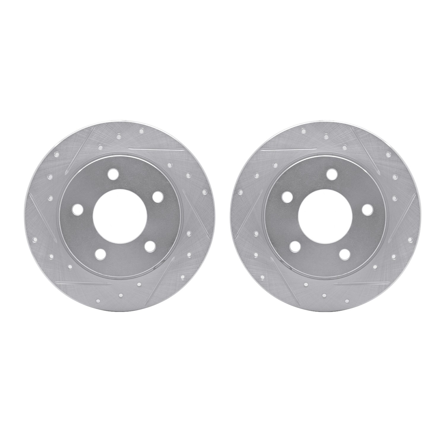 DYN 7002-80055 DFC Brake Rotors - Drilled & Slotted - Silver