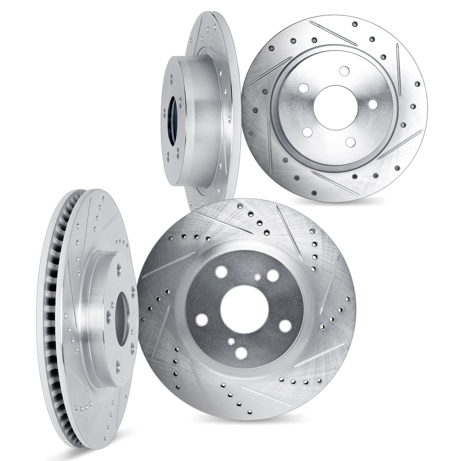 DYN 7004-03084 DFC Brake Rotors - Drilled & Slotted - Silver