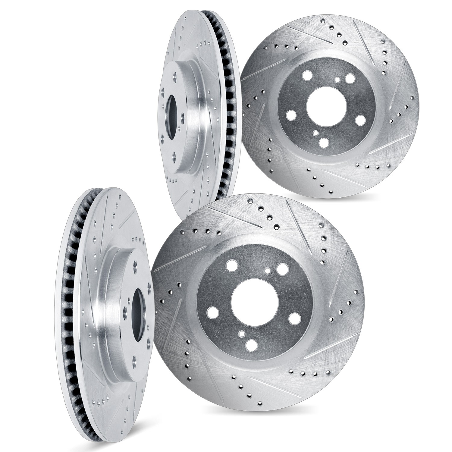 DYN 7004-11010 DFC Brake Rotors - Drilled & Slotted - Silver