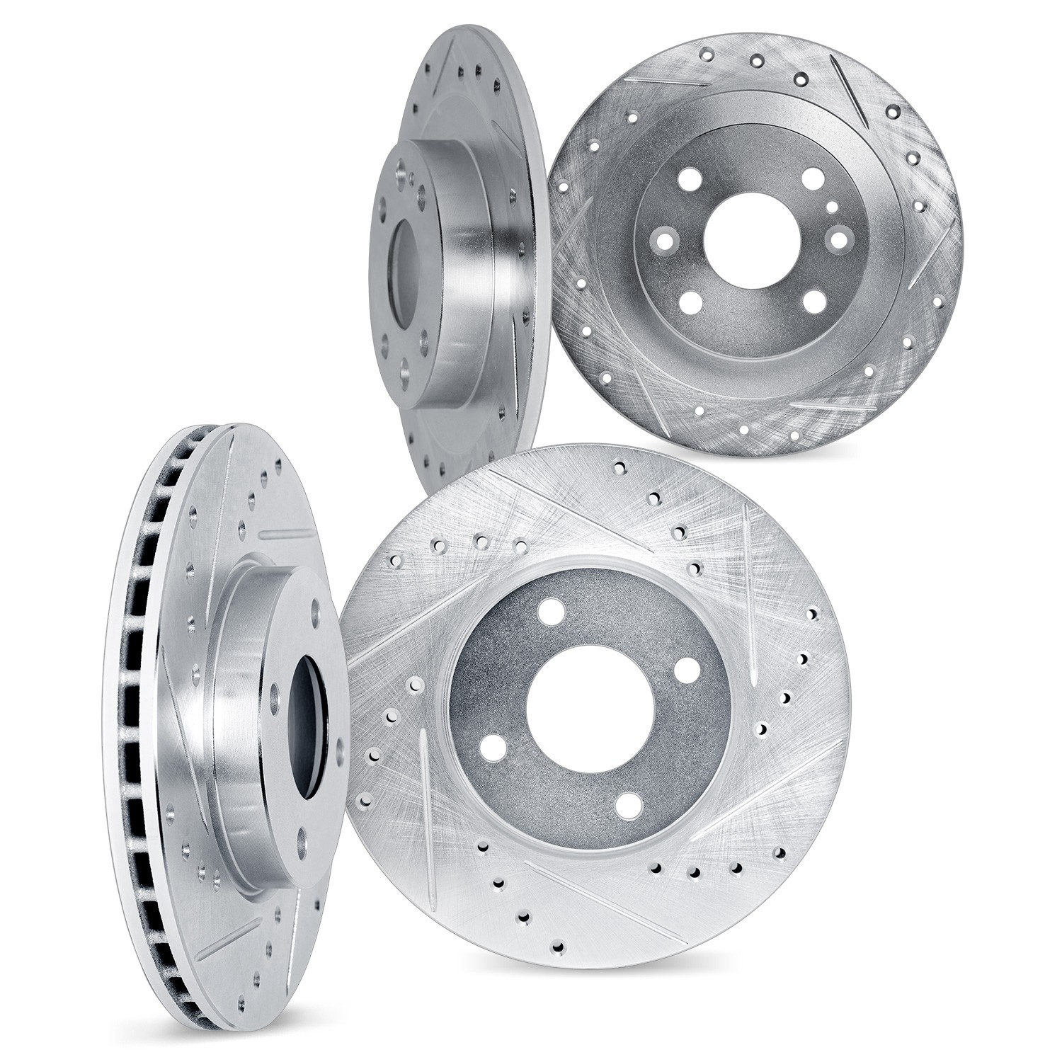 DYN 7004-31016 DFC Brake Rotors - Drilled & Slotted - Silver