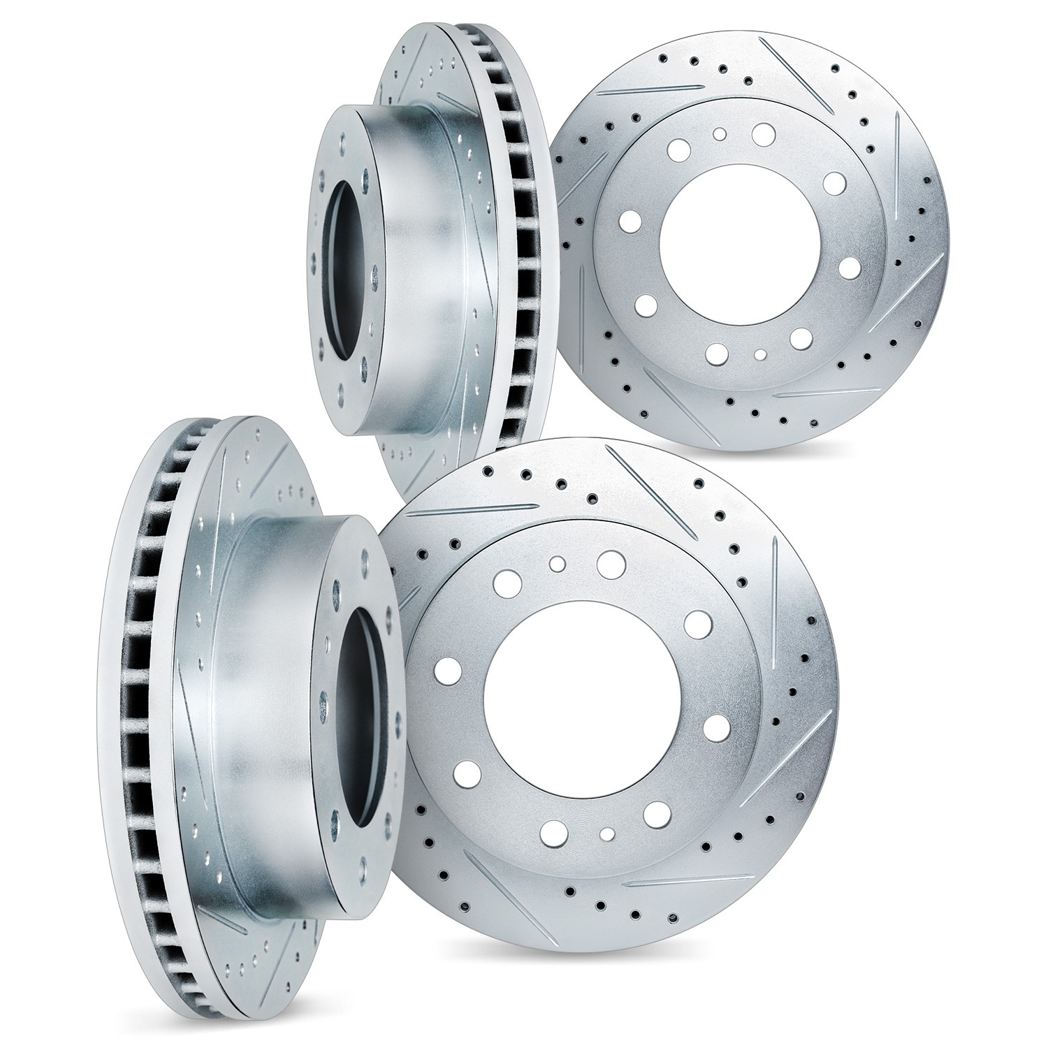 DYN 7004-40135 DFC Brake Rotors - Drilled & Slotted - Silver