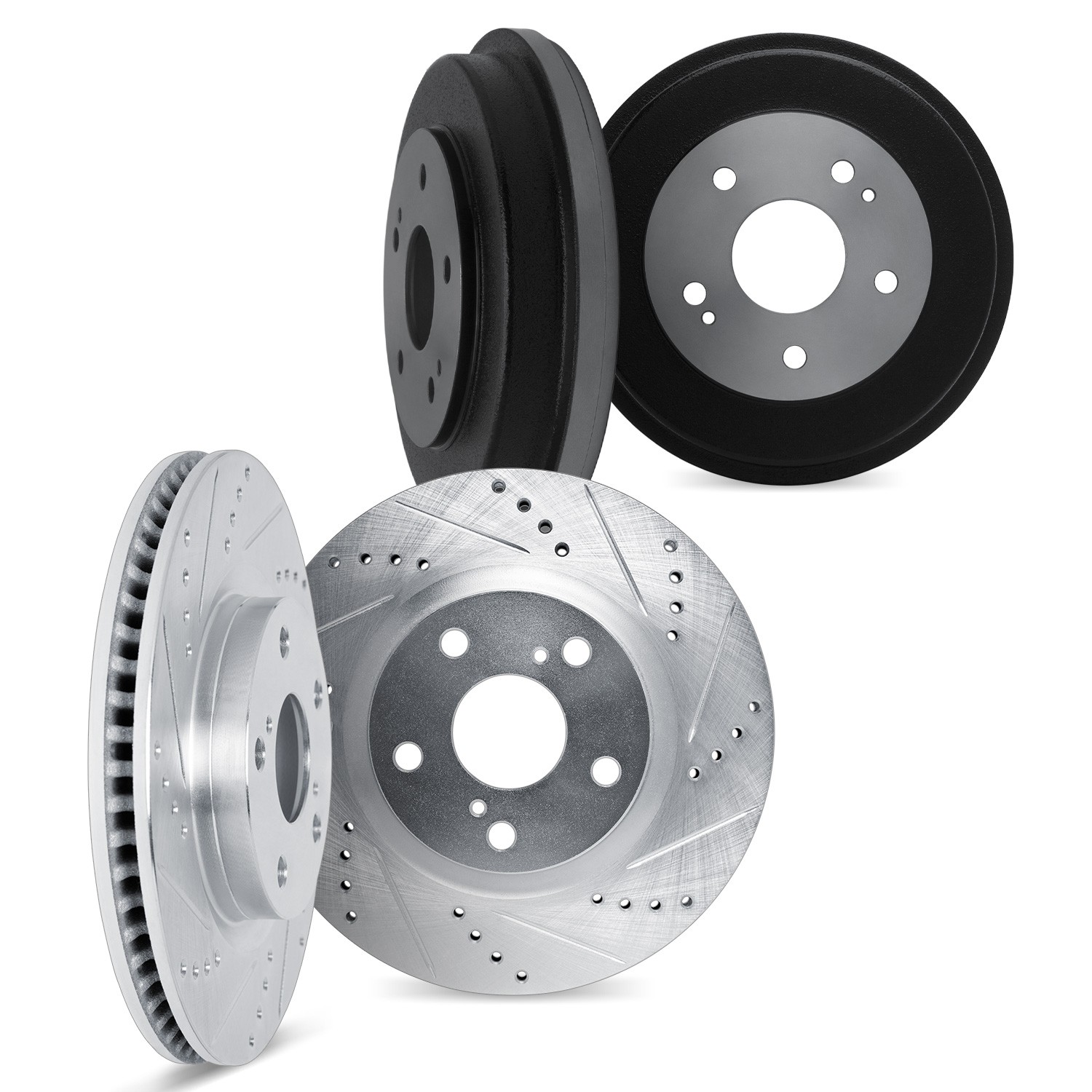 DYN 7004-42022 DFC Brake Rotors and Drums - Drilled & Slotted - Silver