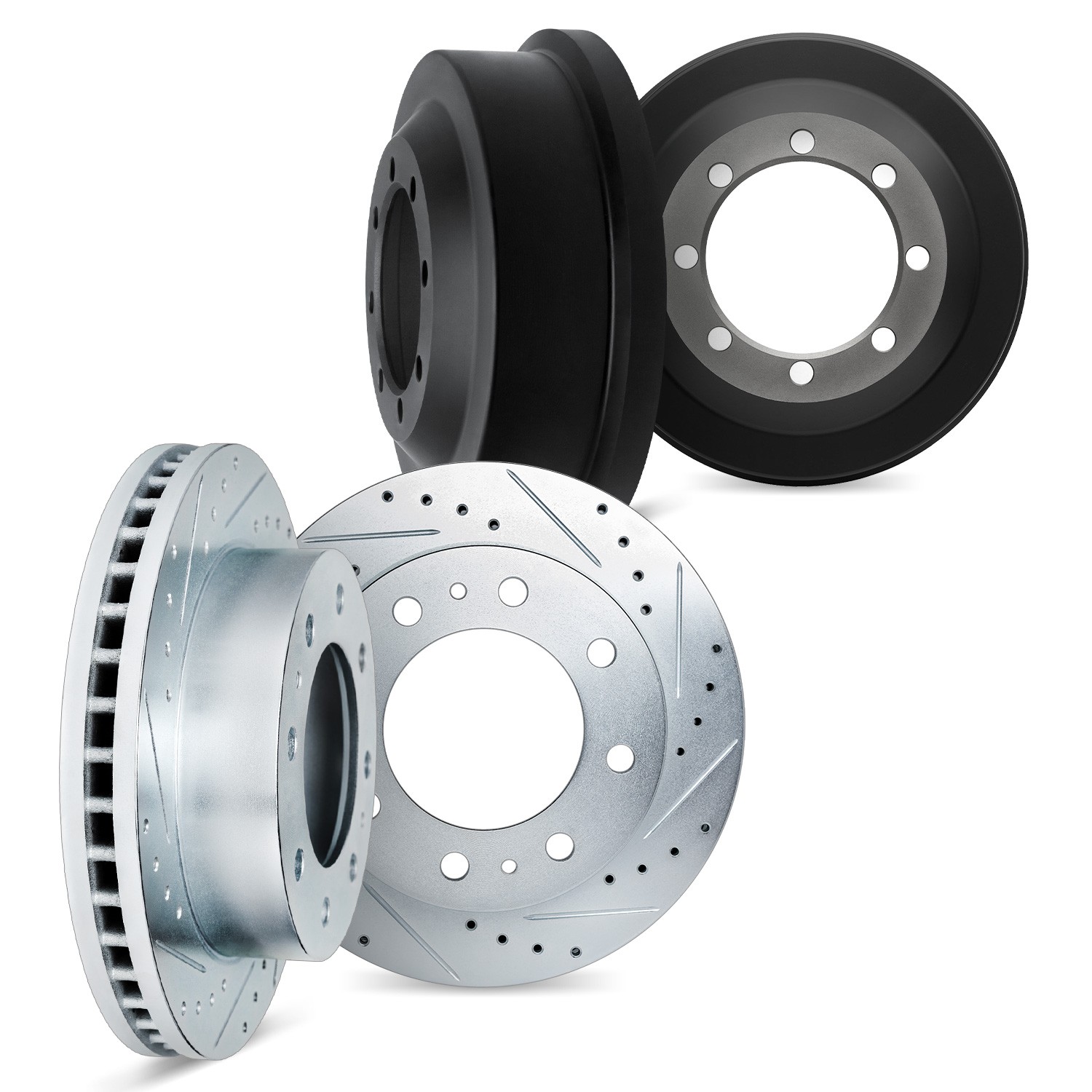 DYN 7004-48073 DFC Brake Rotors and Drums - Drilled & Slotted - Silver
