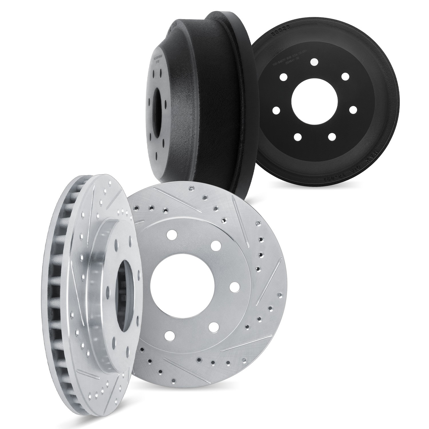 DYN 7004-54161 DFC Brake Rotors and Drums - Drilled & Slotted - Silver