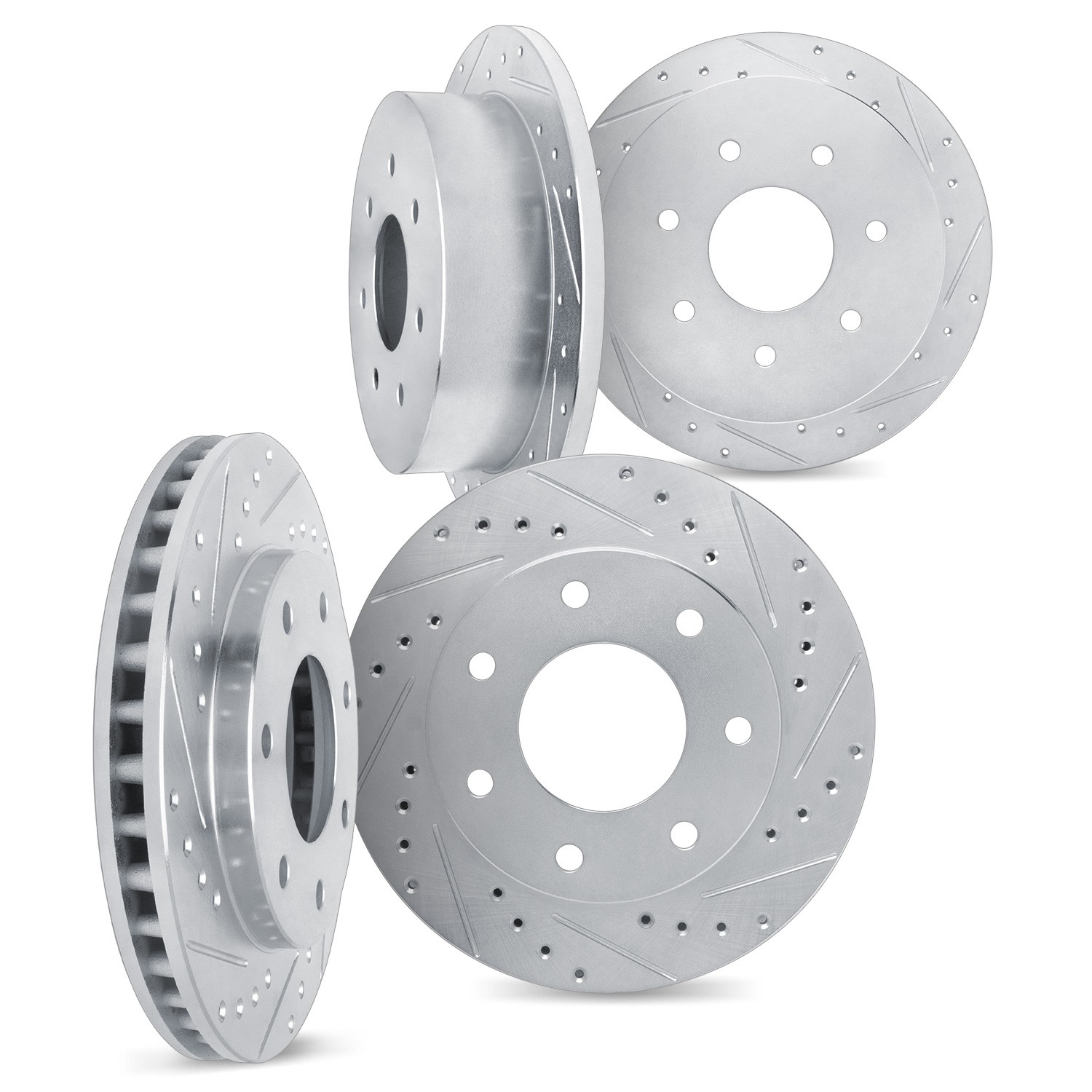 DYN 7004-54162 DFC Brake Rotors - Drilled & Slotted - Silver