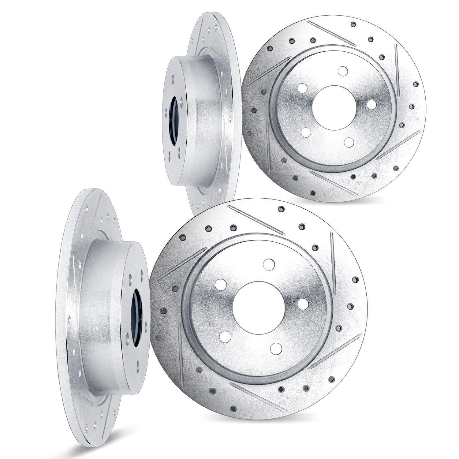 DYN 7004-63003 DFC Brake Rotors - Drilled & Slotted - Silver