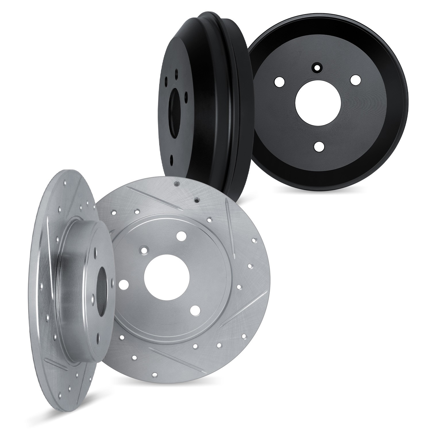 DYN 7004-63124 DFC Brake Rotors and Drums - Drilled & Slotted - Silver