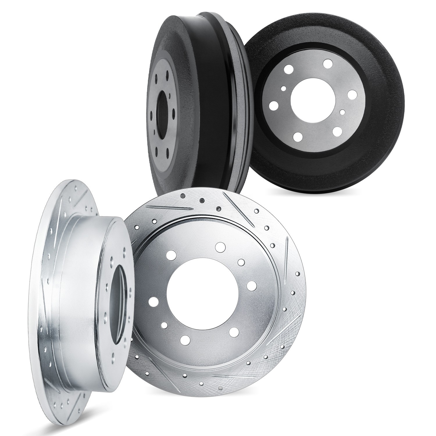 DYN 7004-76034 DFC Brake Rotors and Drums - Drilled & Slotted - Silver