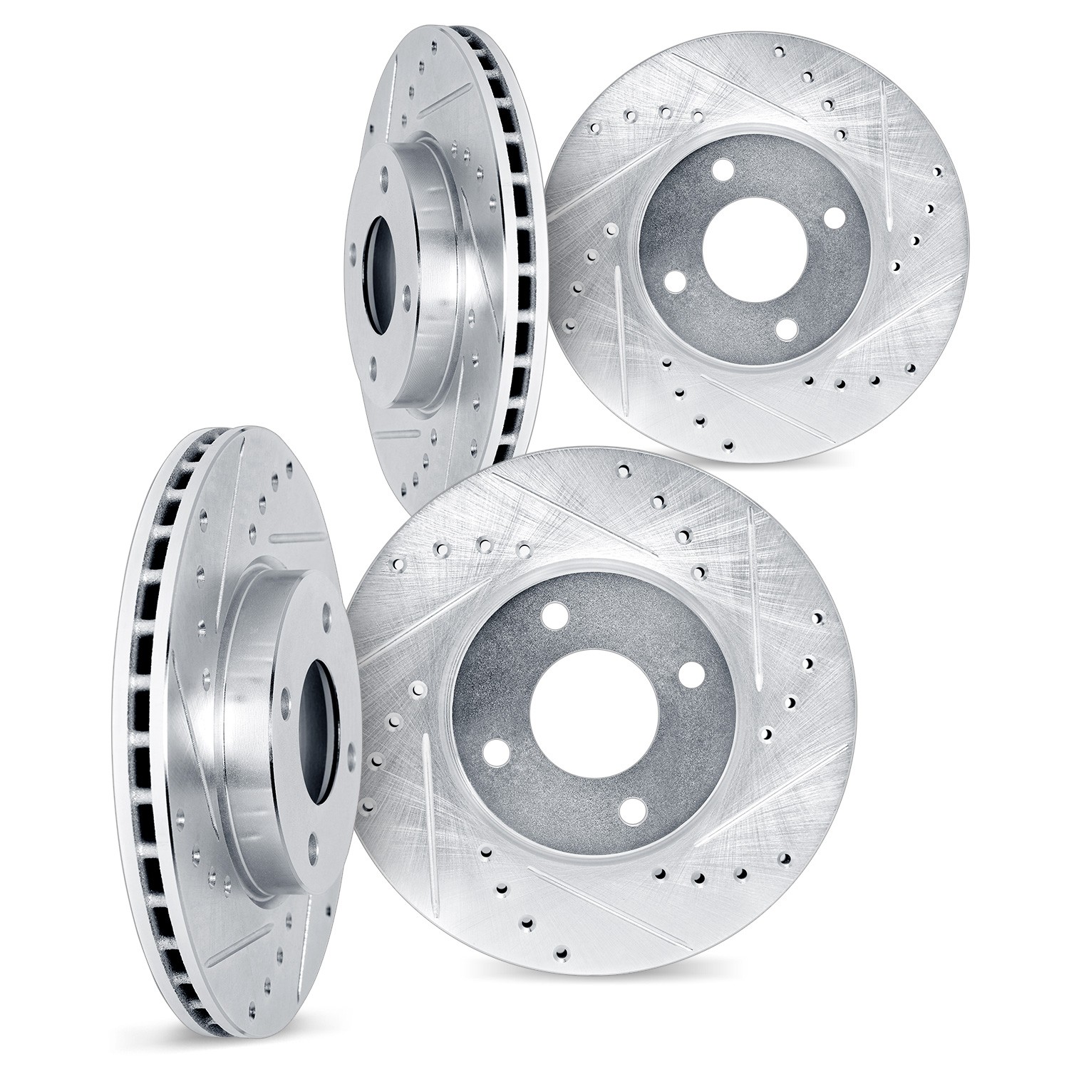 DYN 7004-76115 DFC Brake Rotors - Drilled & Slotted - Silver