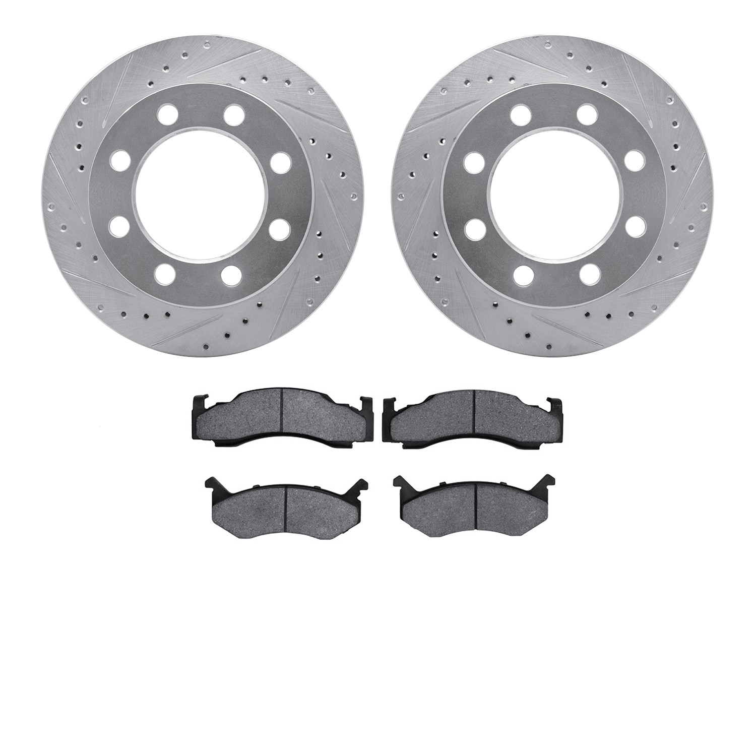 DYN 7202-40082 DFC Brake Rotor - Drilled & Slotted - Silver- HD Brake Pad