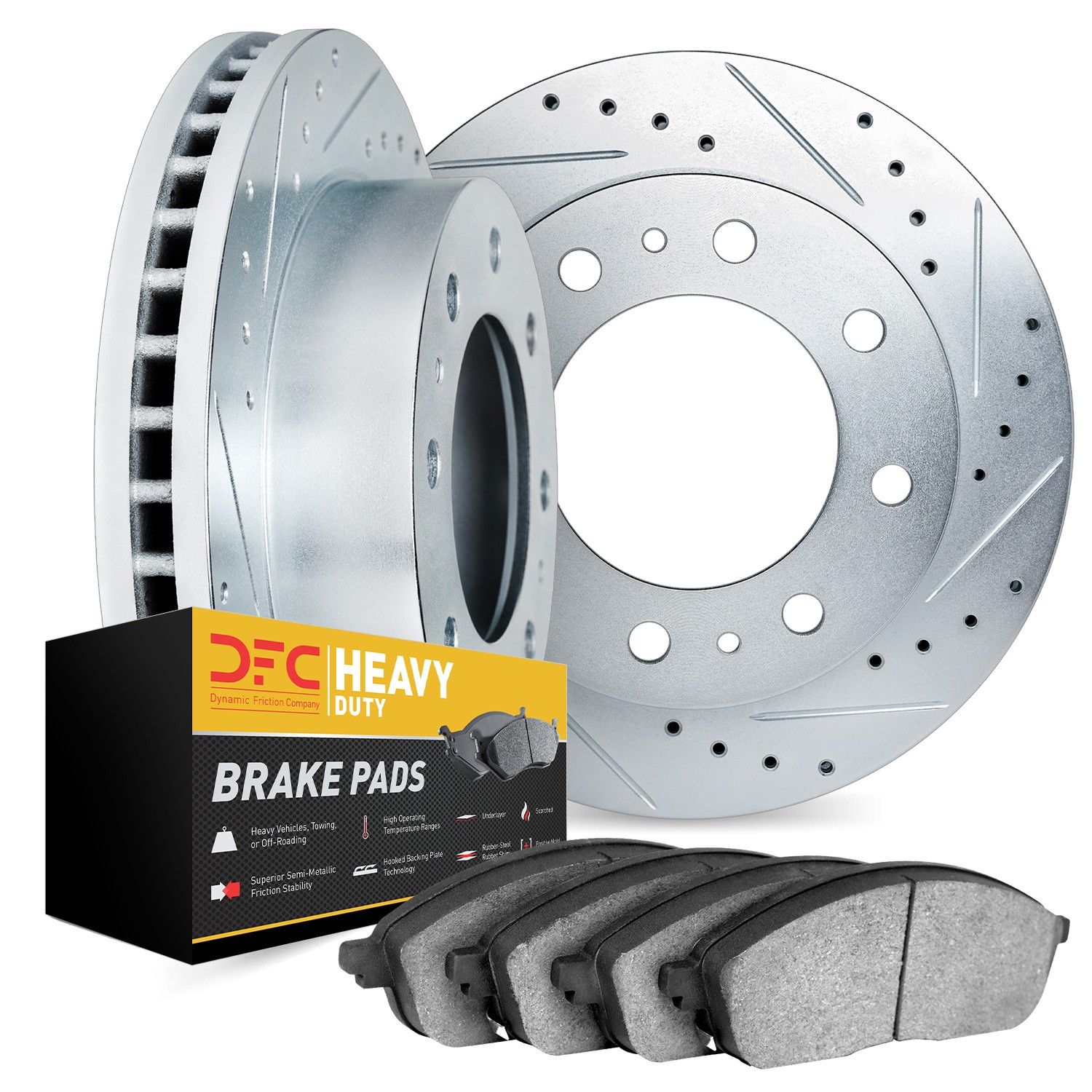 DYN 7202-40082 DFC Brake Rotor - Drilled & Slotted - Silver- HD Brake Pad - Image 2