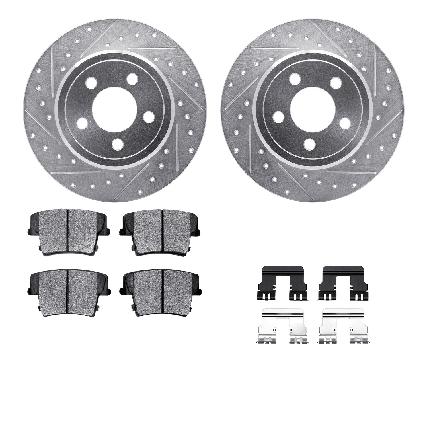 DYN 7212-39028 DFC Brake Rotor - Drilled & Slotted - Silver- HD Brake Pad - Hardware