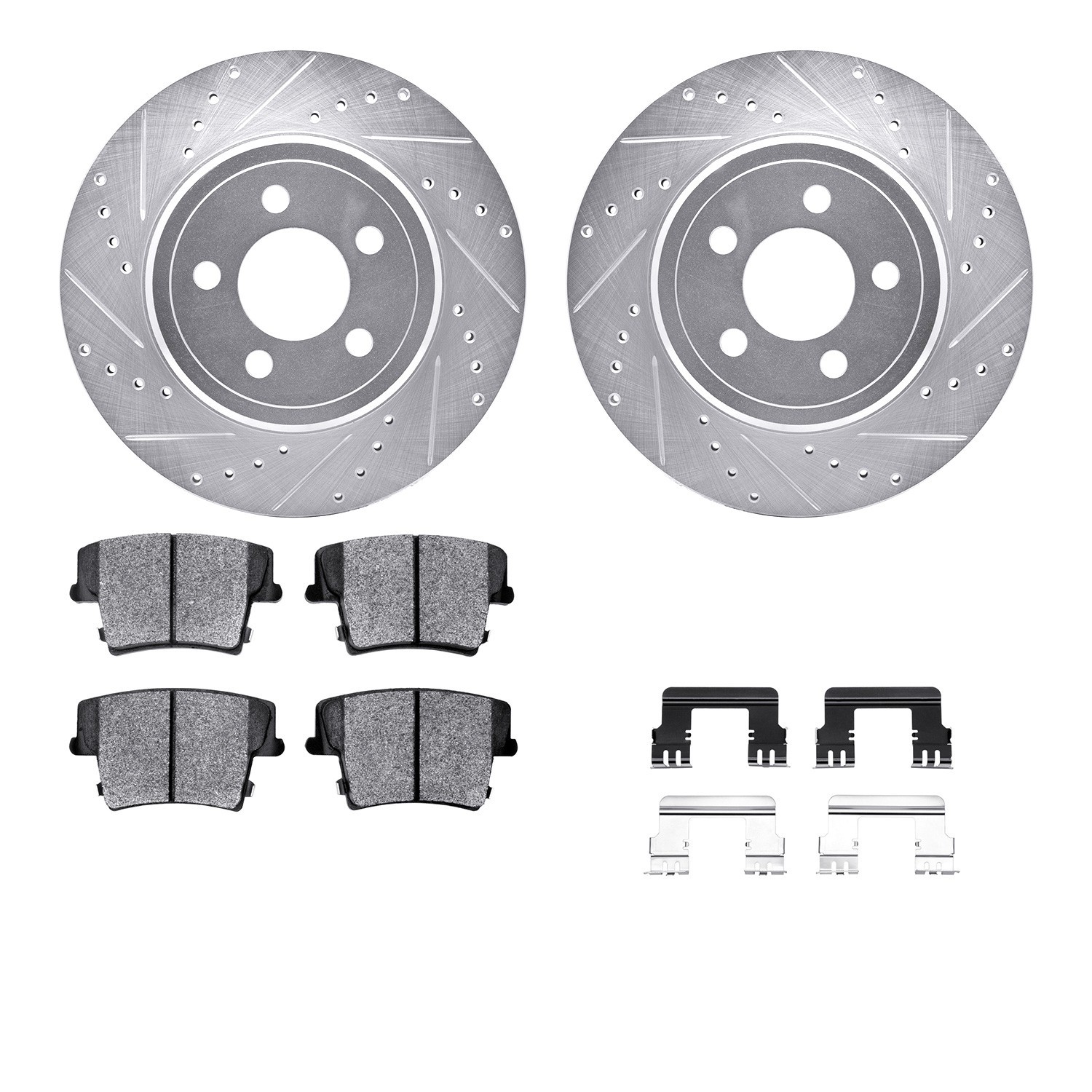 DYN 7212-39037 DFC Brake Rotor - Drilled & Slotted - Silver- HD Brake Pad - Hardware