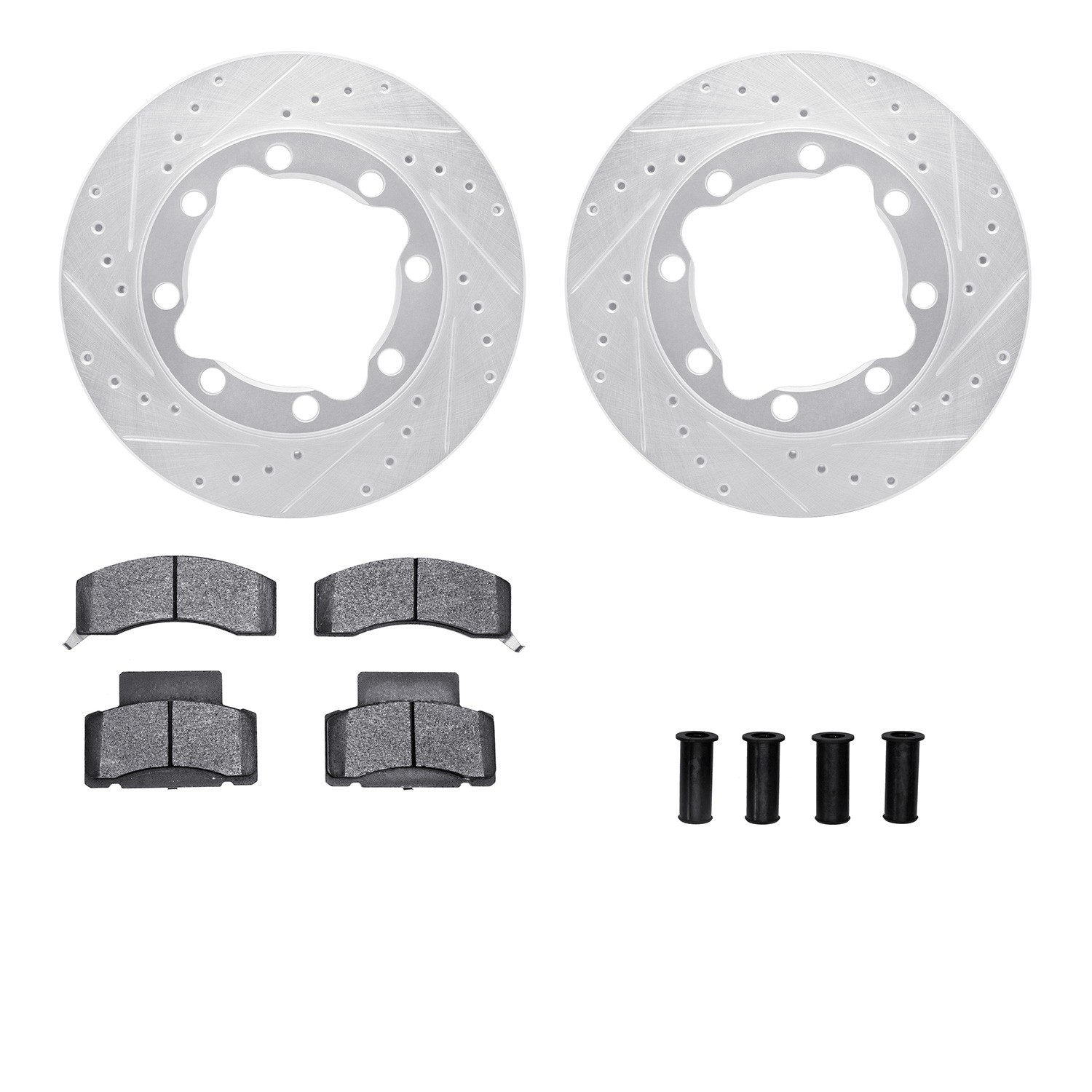 DYN 7212-40116 DFC Brake Rotor - Drilled & Slotted - Silver- HD Brake Pad - Hardware
