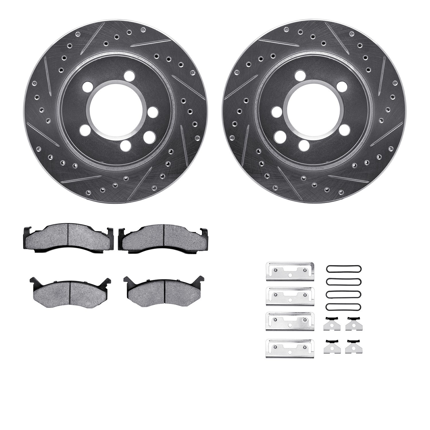 DYN 7212-40117 DFC Brake Rotor - Drilled & Slotted - Silver- HD Brake Pad - Hardware