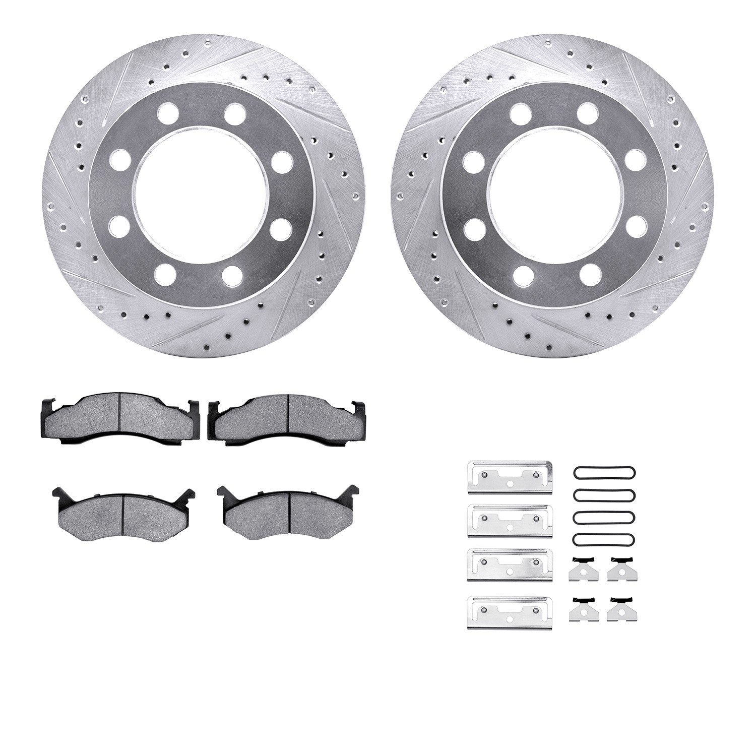 DYN 7212-40120 DFC Brake Rotor - Drilled & Slotted - Silver- HD Brake Pad - Hardware