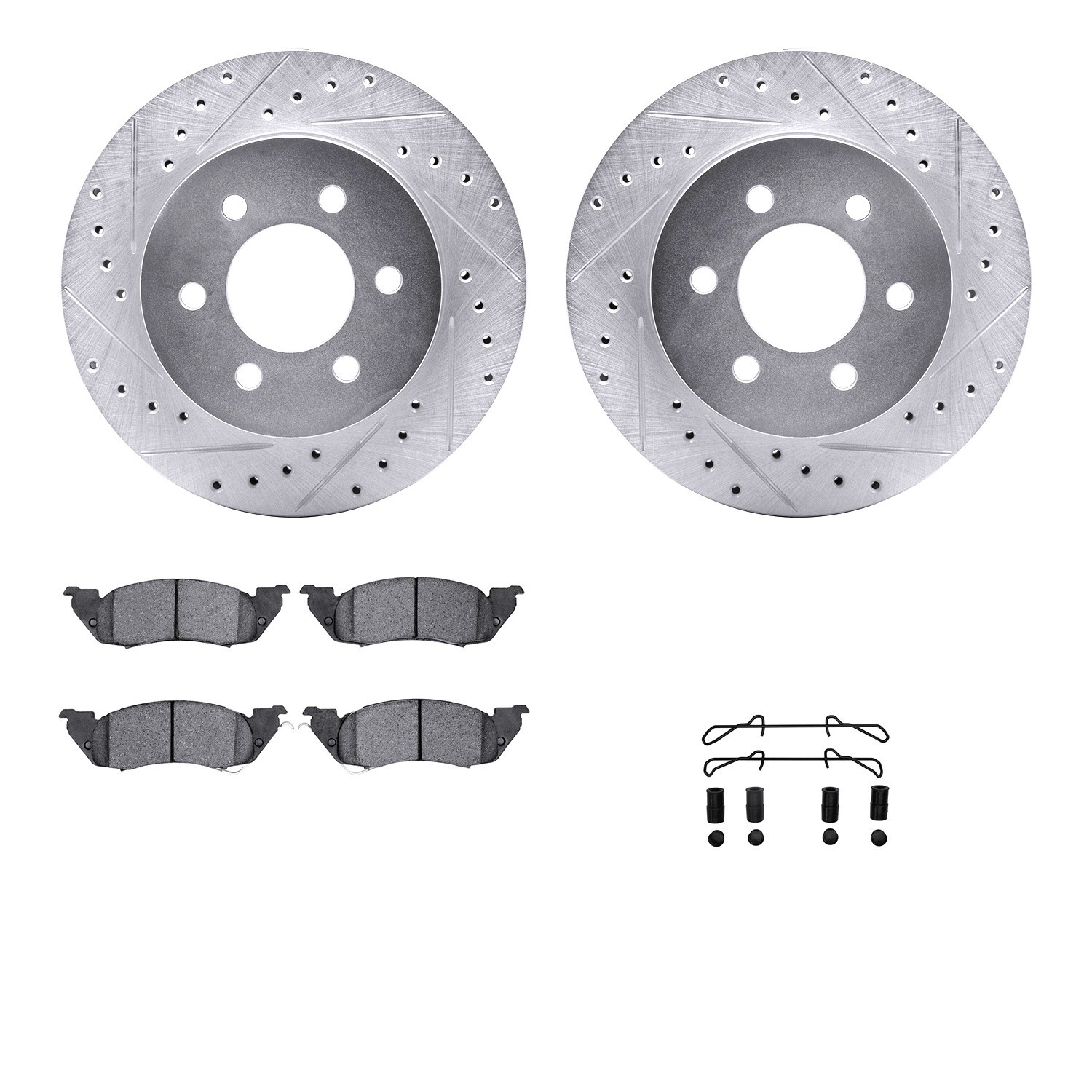DYN 7212-40149 DFC Brake Rotor - Drilled & Slotted - Silver- HD Brake Pad - Hardware