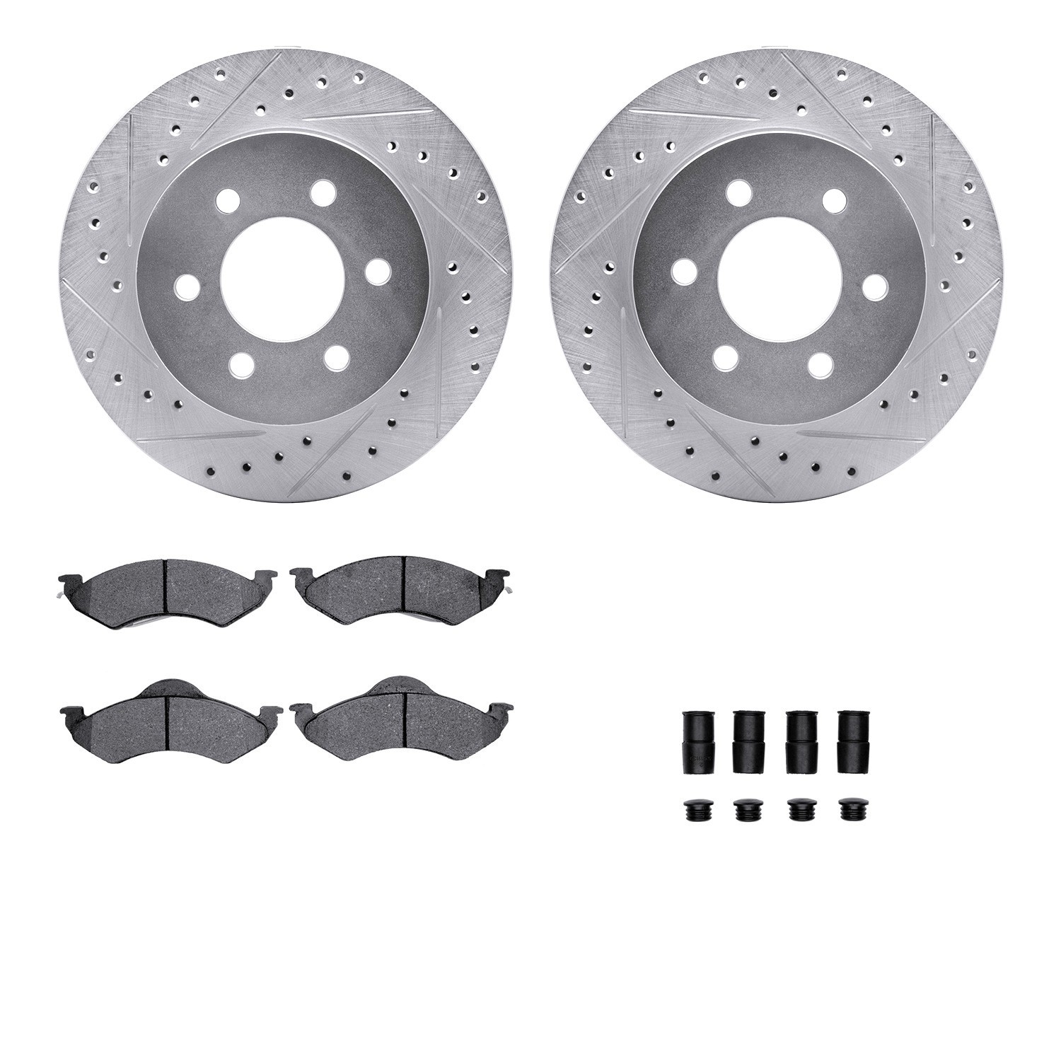 DYN 7212-40150 DFC Brake Rotor - Drilled & Slotted - Silver- HD Brake Pad - Hardware