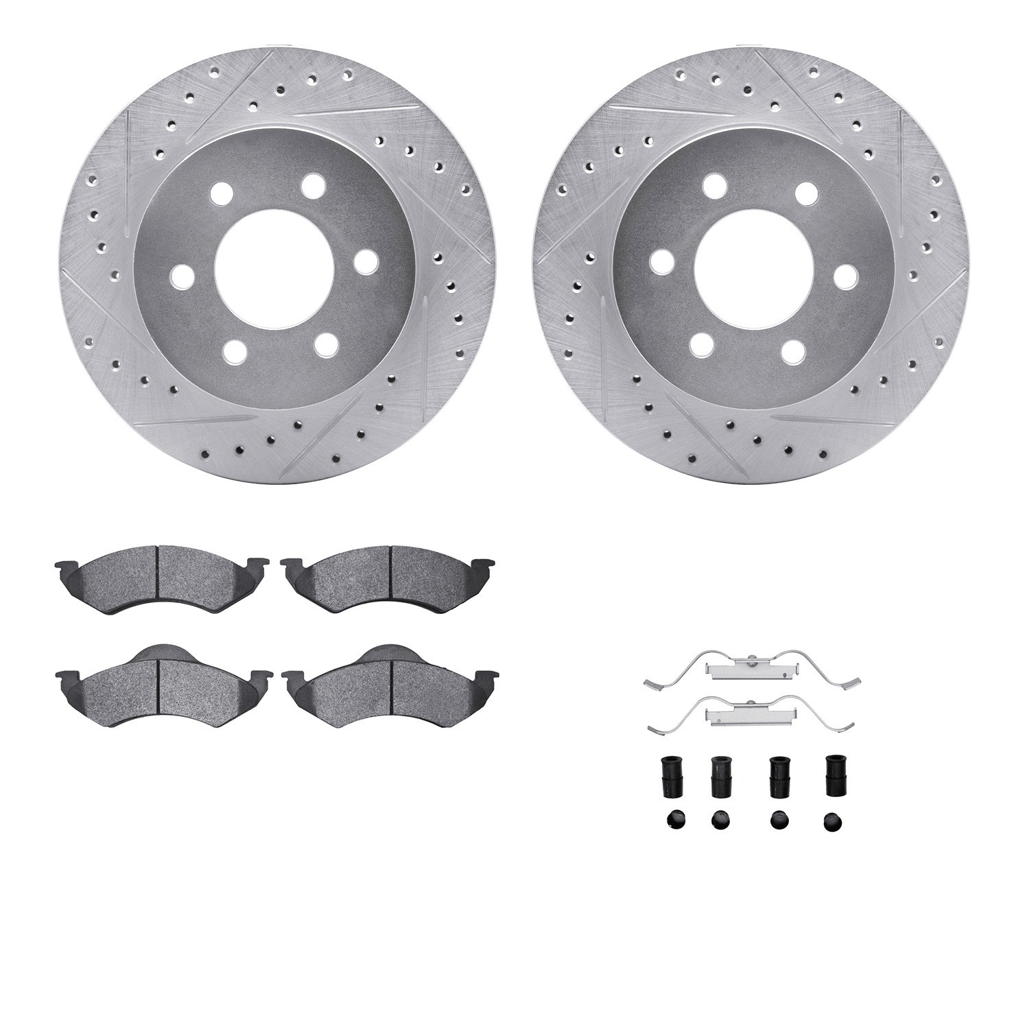 DYN 7212-40151 DFC Brake Rotor - Drilled & Slotted - Silver- HD Brake Pad - Hardware