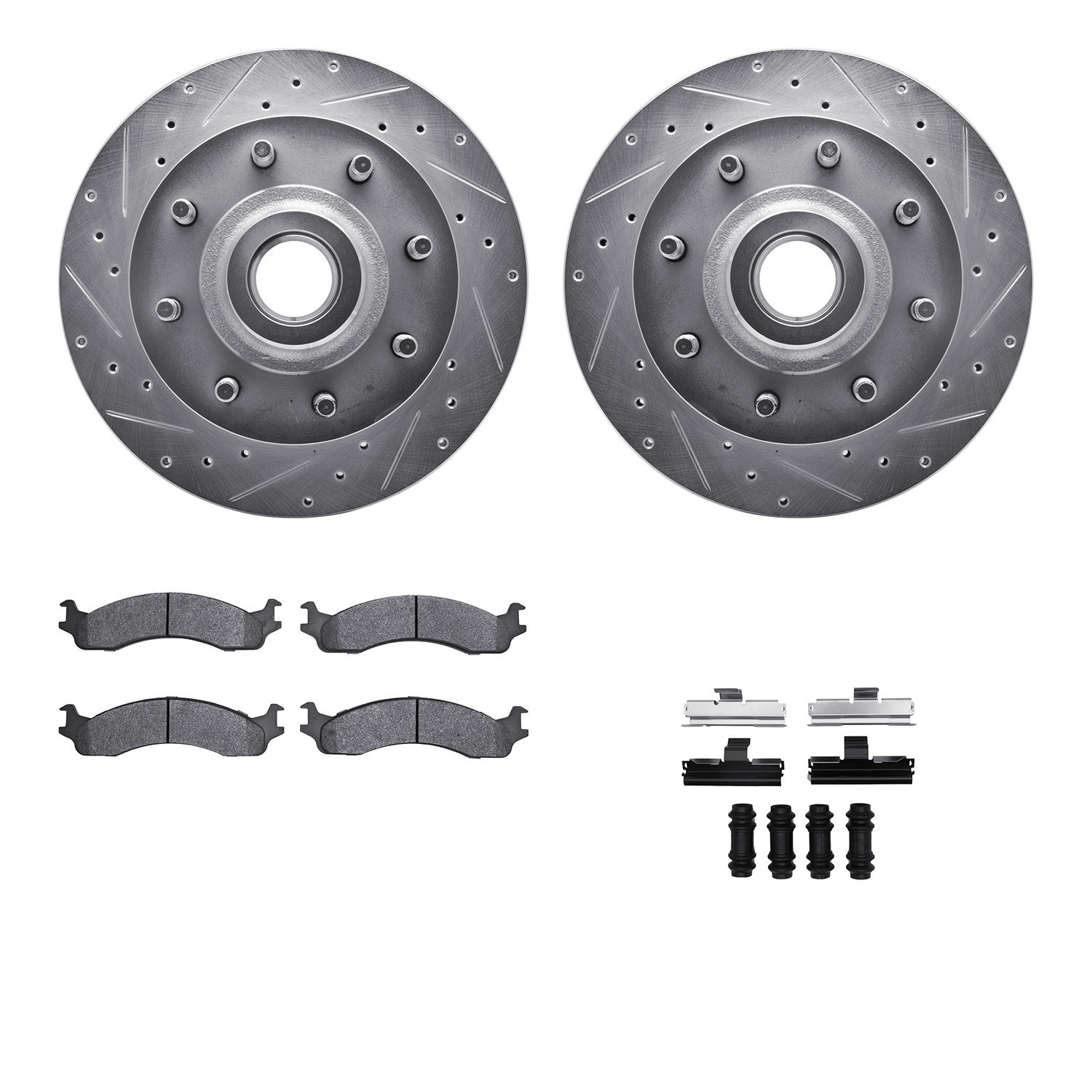 DYN 7212-40153 DFC Brake Rotor - Drilled & Slotted - Silver- HD Brake Pad - Hardware