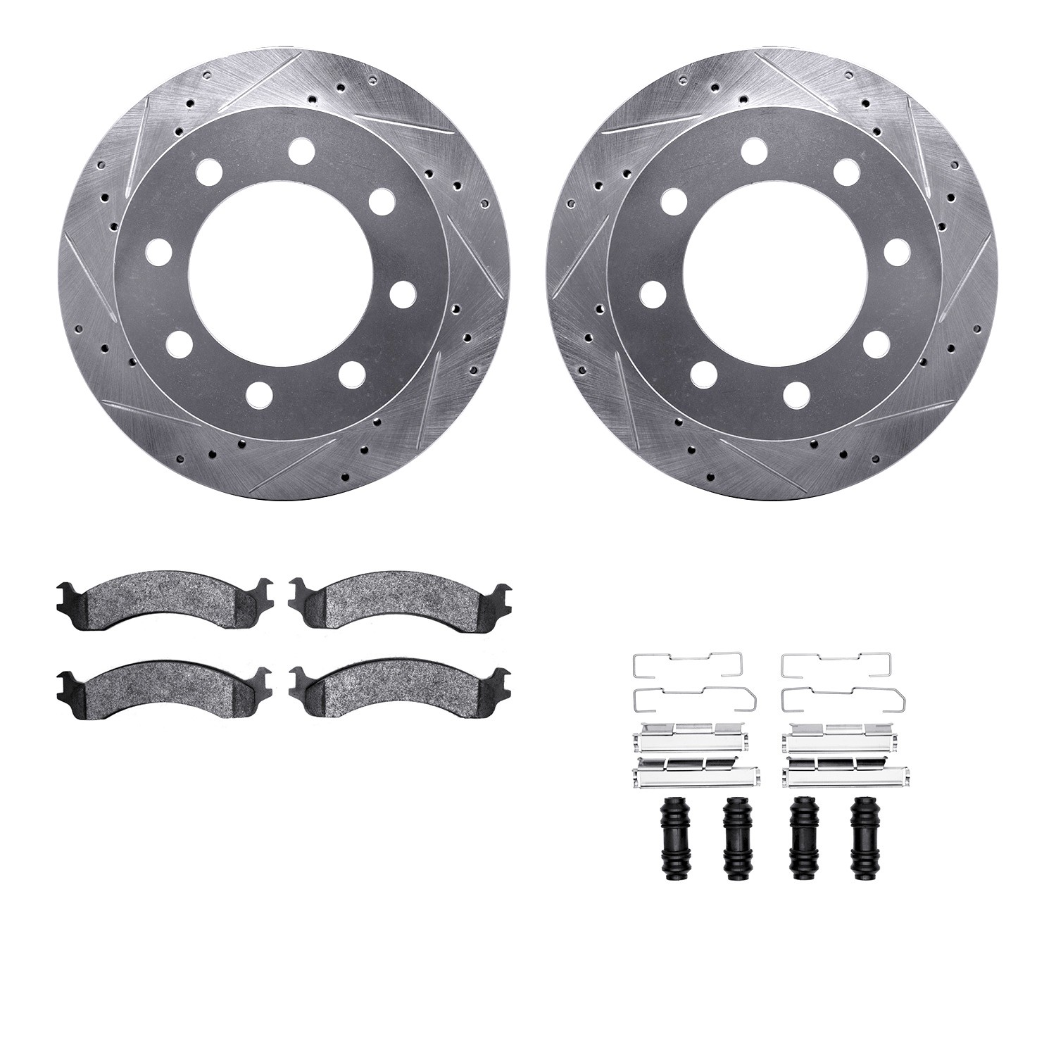 DYN 7212-40155 DFC Brake Rotor - Drilled & Slotted - Silver- HD Brake Pad - Hardware