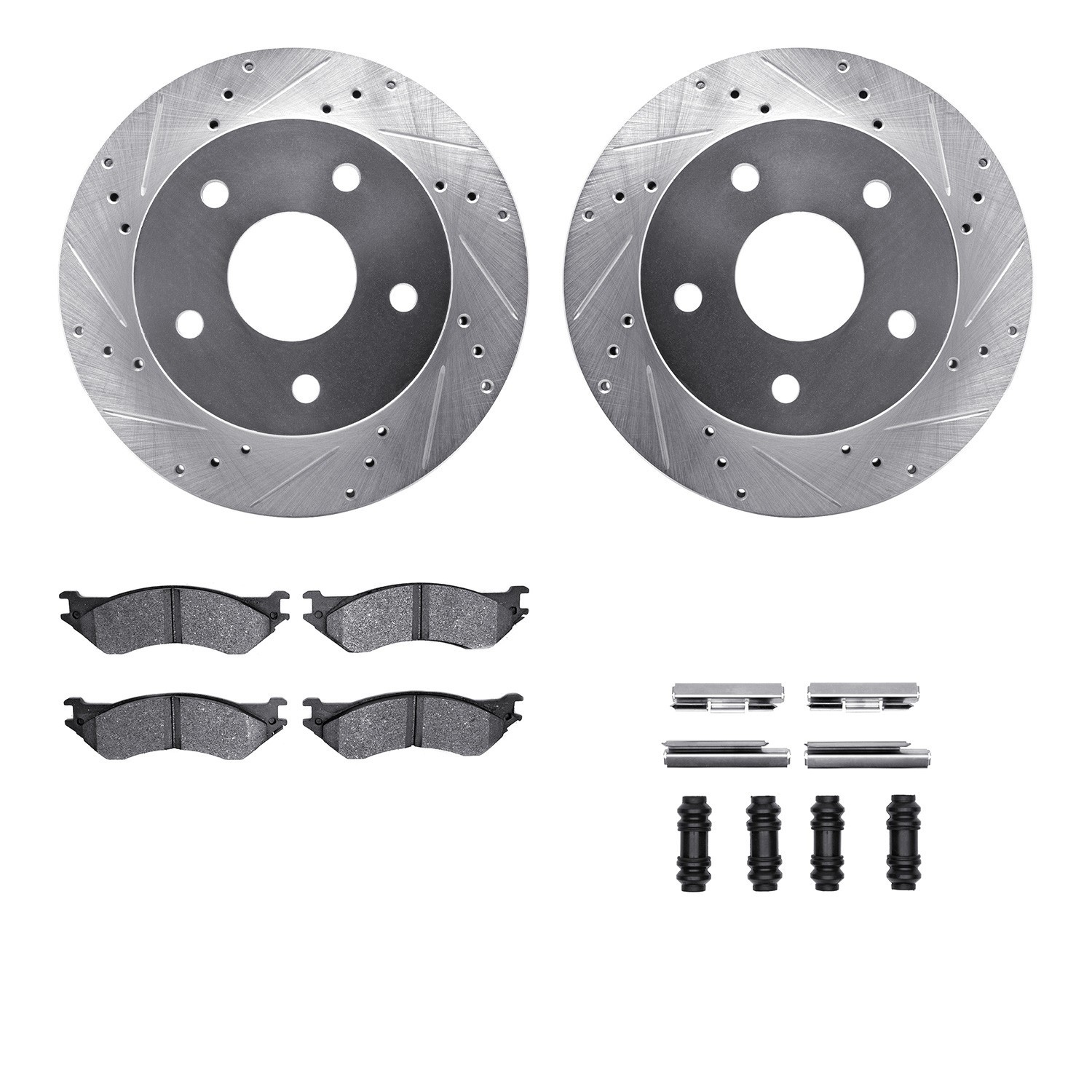 DYN 7212-40160 DFC Brake Rotor - Drilled & Slotted - Silver- HD Brake Pad - Hardware