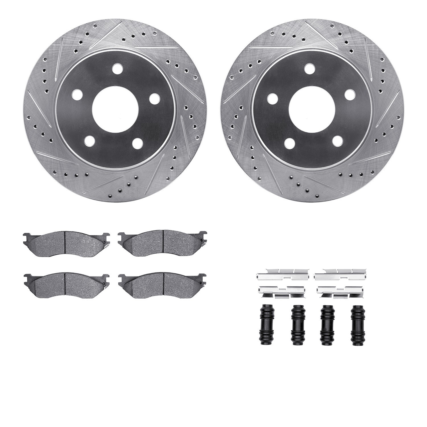 DYN 7212-40162 DFC Brake Rotor - Drilled & Slotted - Silver- HD Brake Pad - Hardware