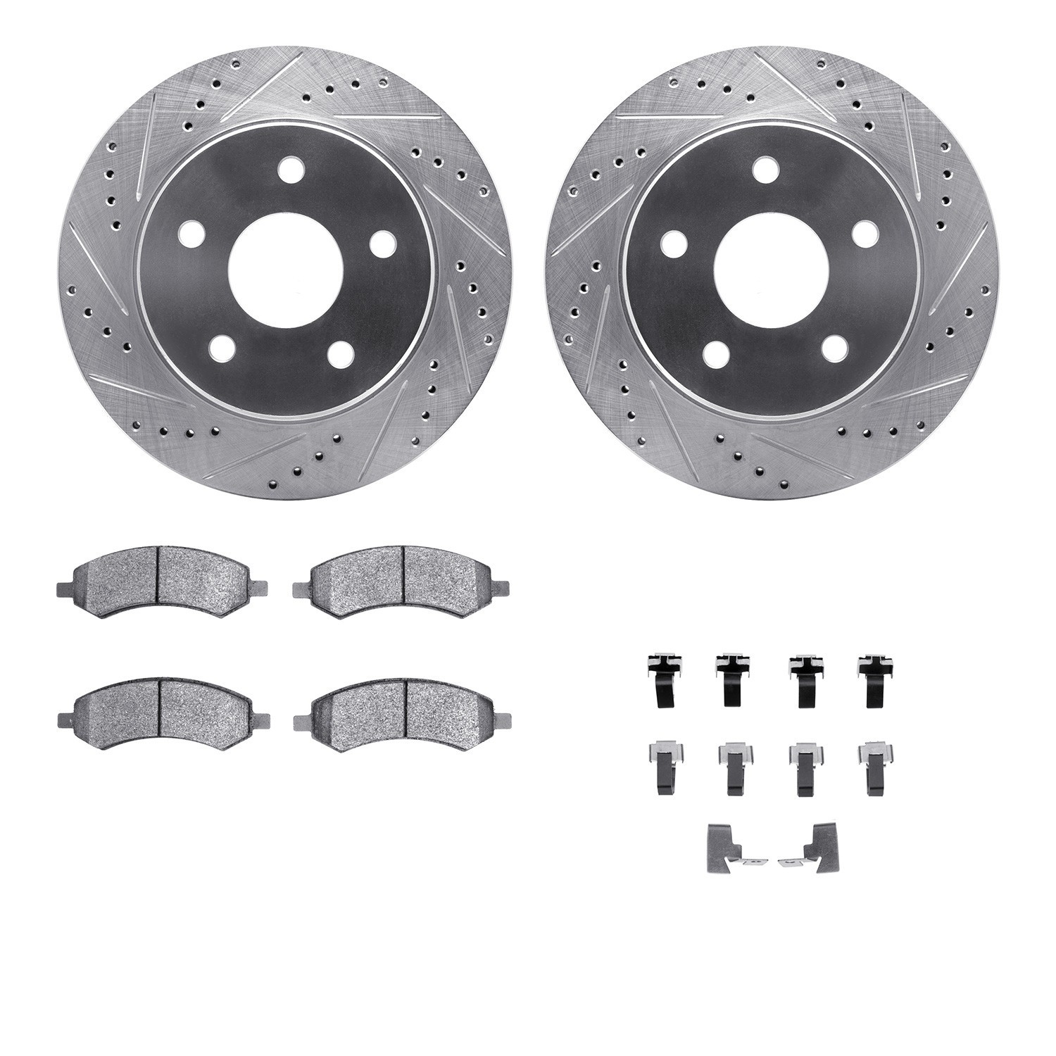 DYN 7212-40163 DFC Brake Rotor - Drilled & Slotted - Silver- HD Brake Pad - Hardware