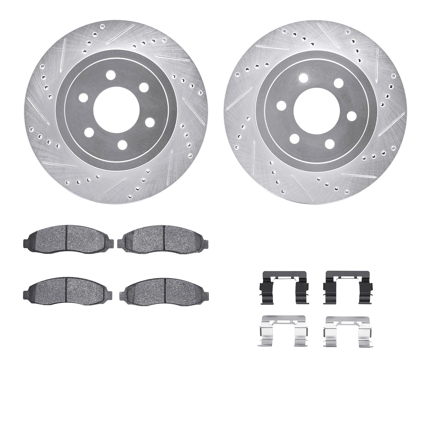 DYN 7212-40167 DFC Brake Rotor - Drilled & Slotted - Silver- HD Brake Pad - Hardware