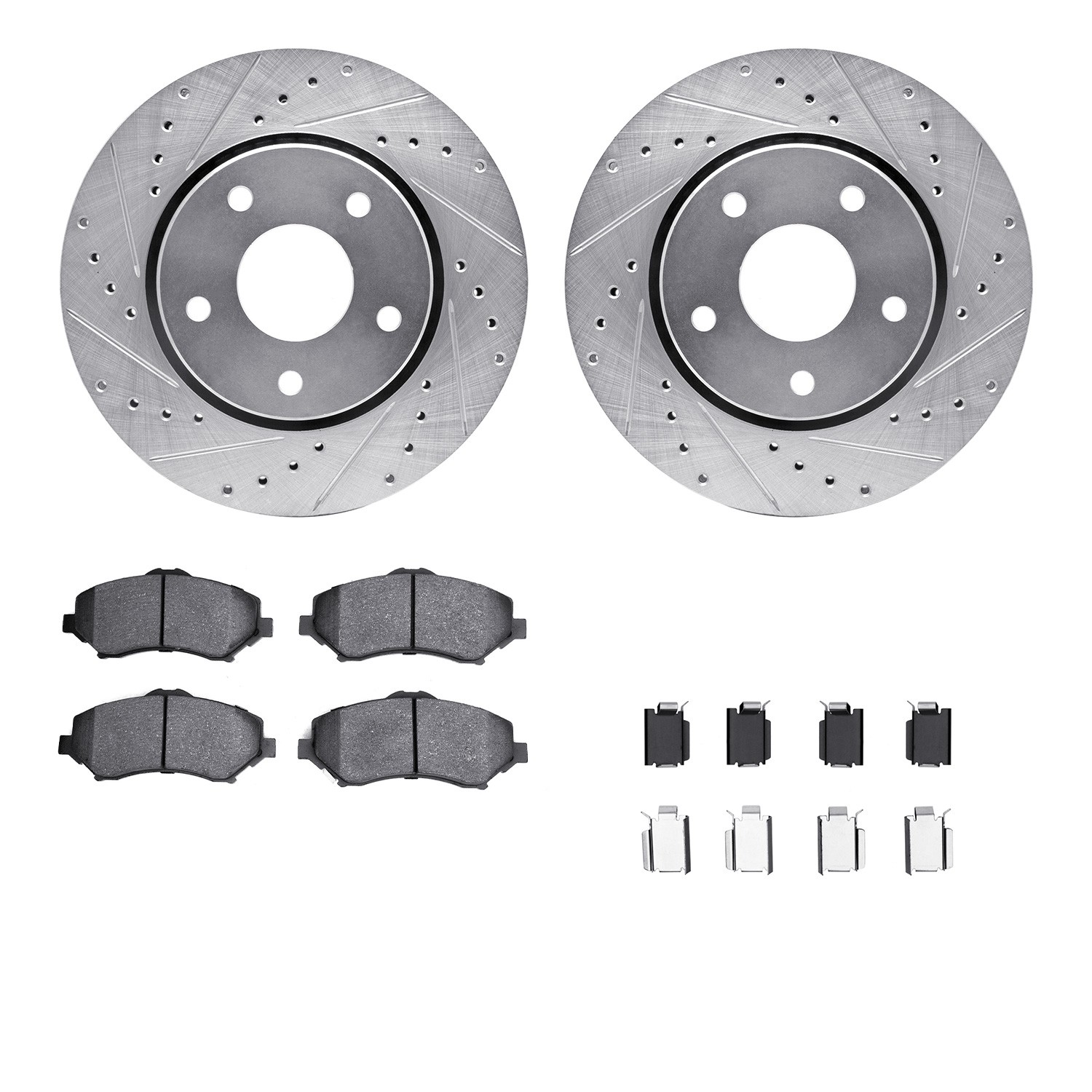 DYN 7212-40177 DFC Brake Rotor - Drilled & Slotted - Silver- HD Brake Pad - Hardware